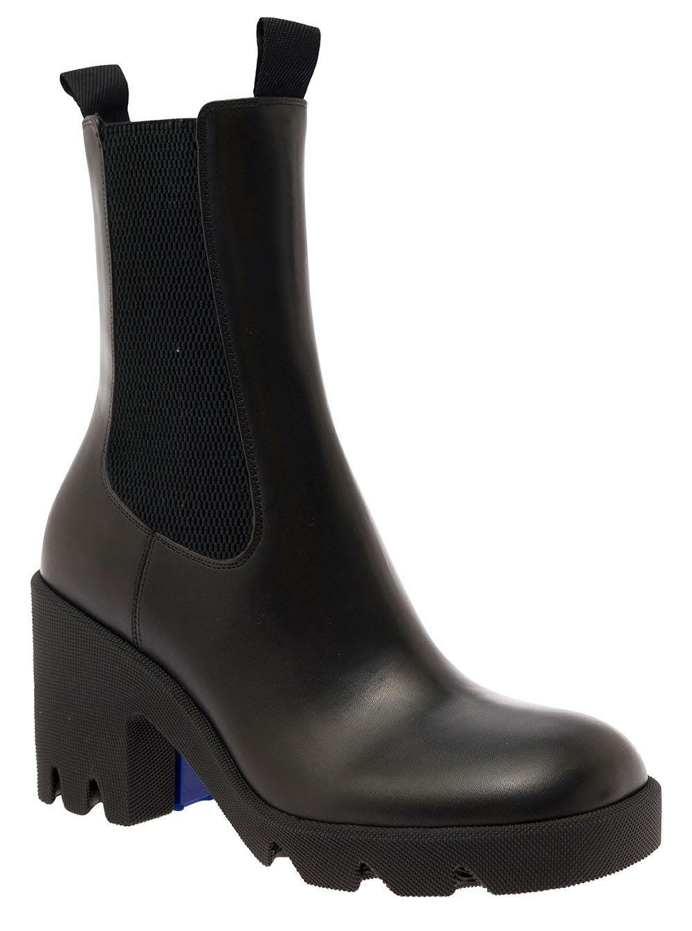 Shop Burberry Black Chelsea Boots With Platform And Elastic Inserts In Leather Woman