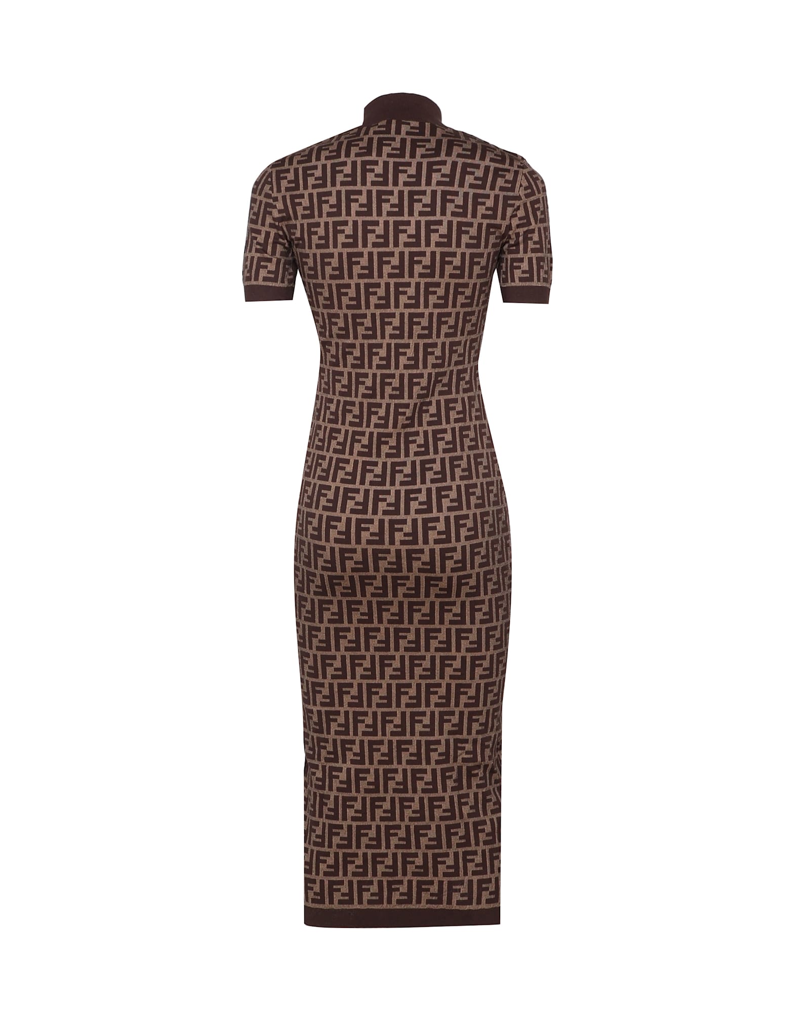 Shop Fendi Viscose Blend Knit Dress In Tobacco