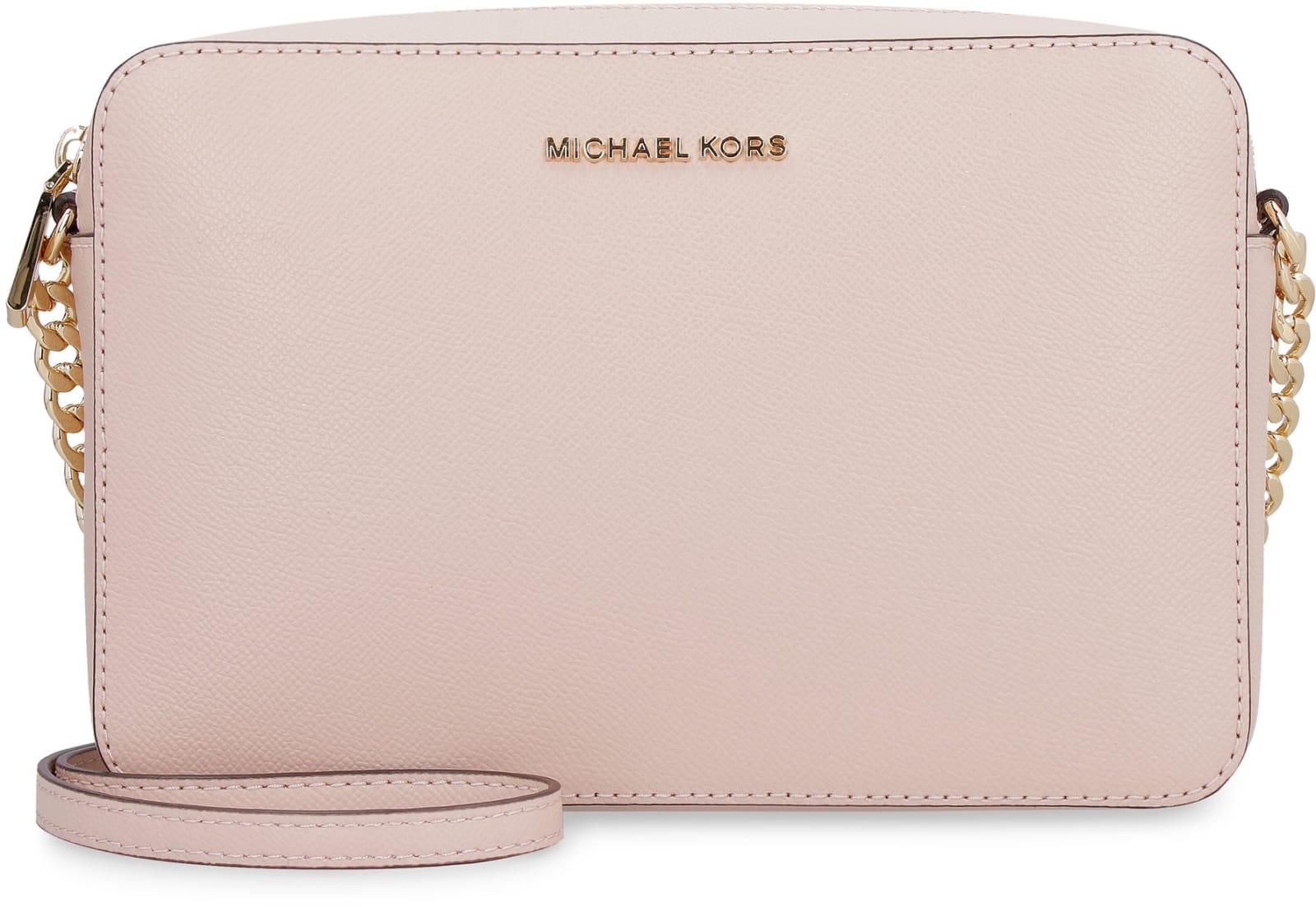 Shop Michael Michael Kors Jet Set Leather Crossbody Bag In Pink