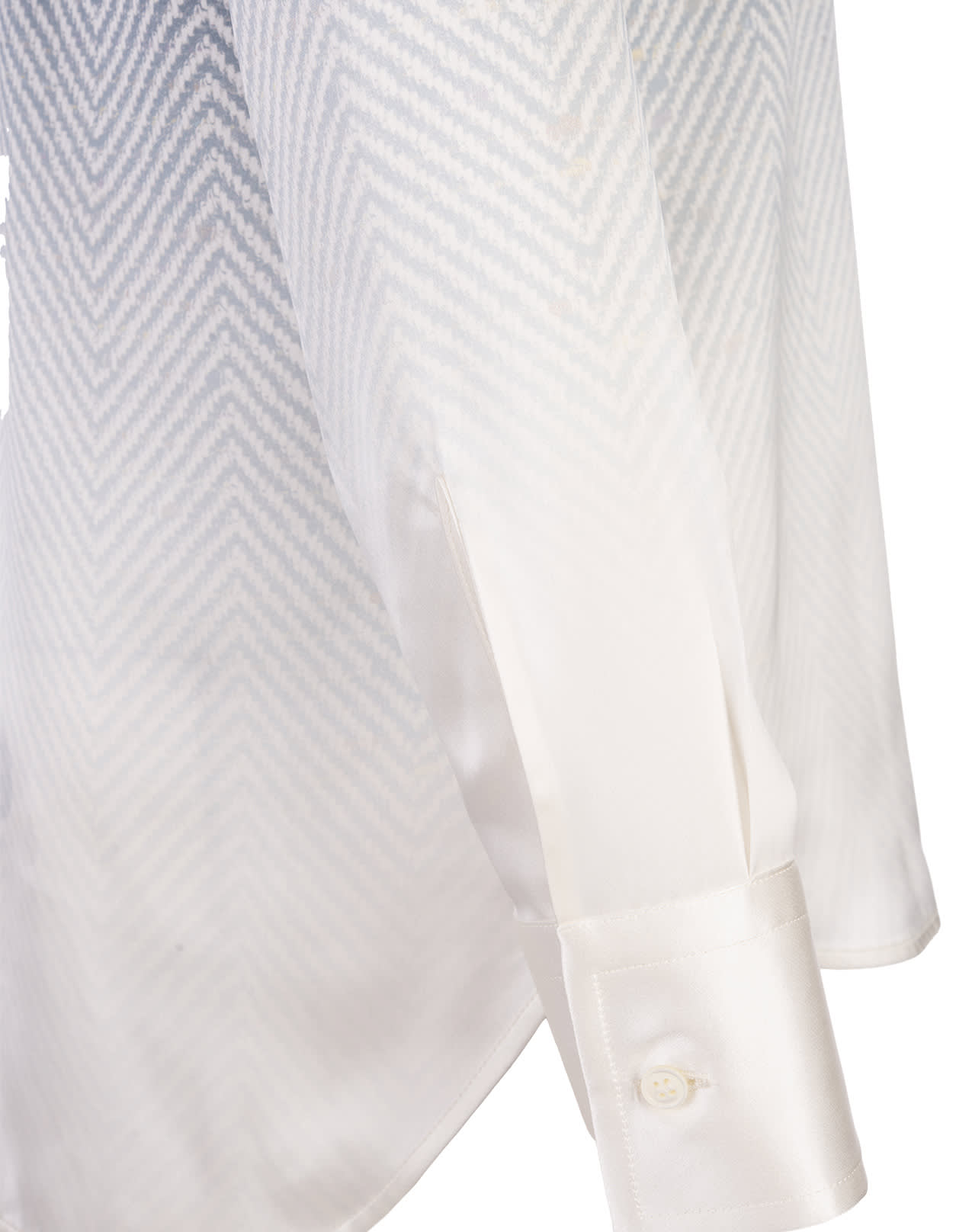 Shop Ermanno Scervino Silk Shirt With Shaded Chevron Pattern In Grigio