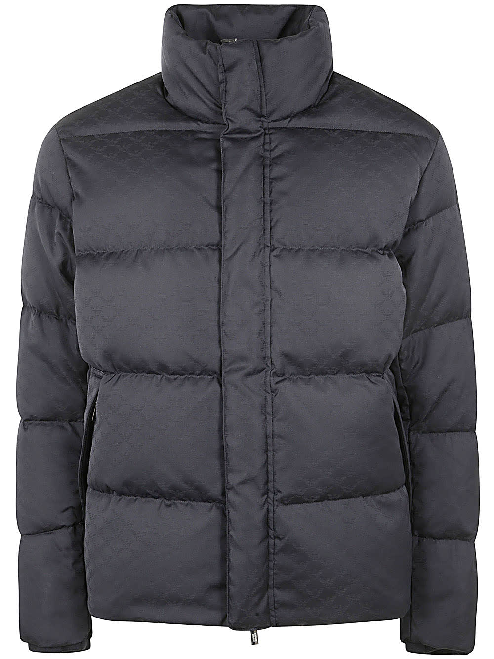 Shop Emporio Armani Down Jacket In Navy Jacquard Water