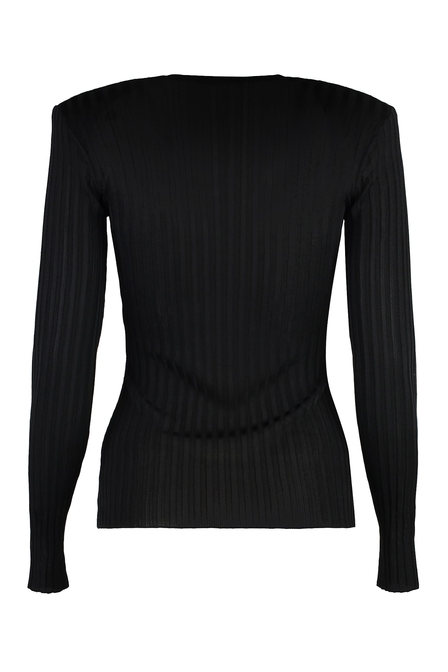 Shop Elisabetta Franchi Ribbed Knit Top In Black