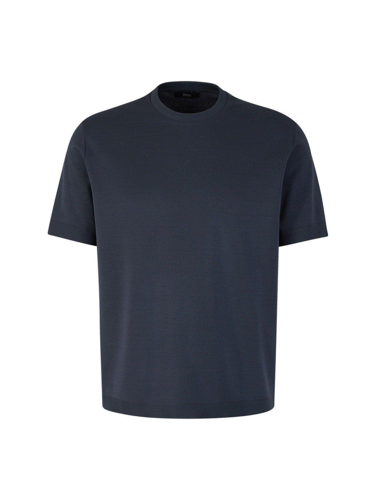 Herno Crewneck Short-sleeved T-shirt In Blue