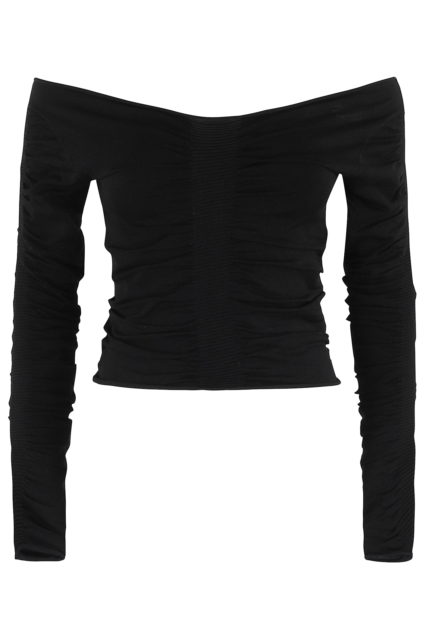 Ls Wide V Neck Ruched Pullover