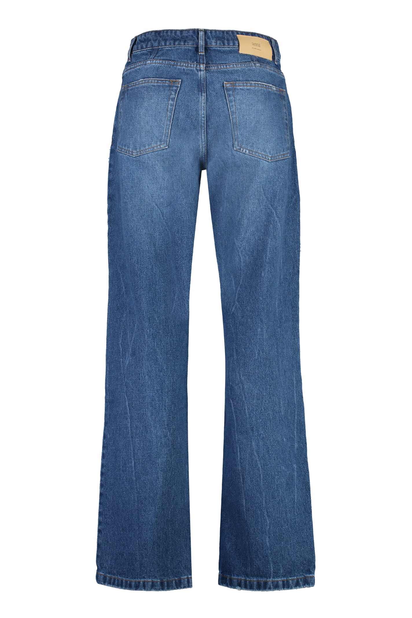 Shop Ami Alexandre Mattiussi Straight-leg Trousers In Blue