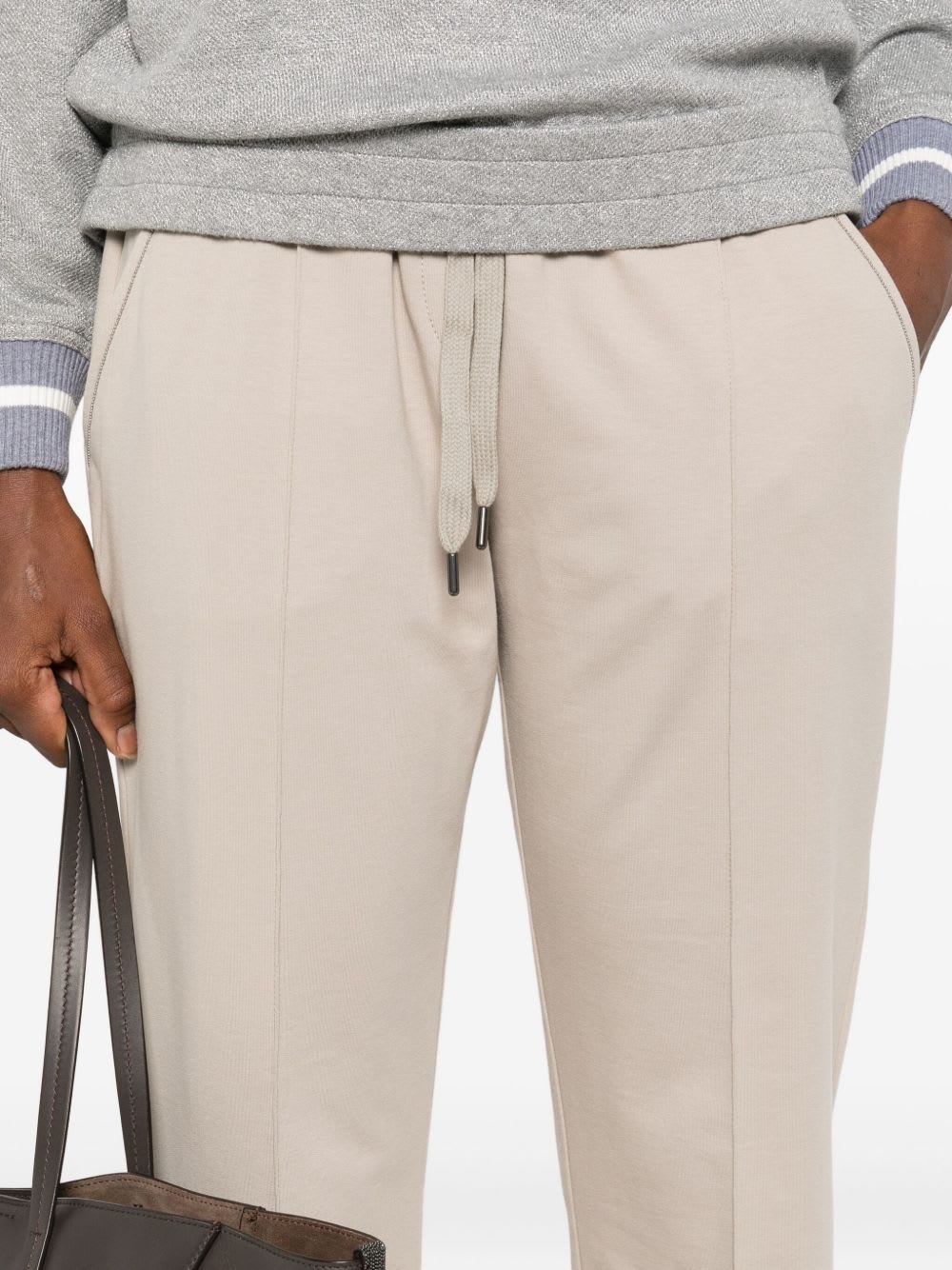Brunello Cucinelli Cotton Joggers With Elastic Waistband And Side Pockets In Pink