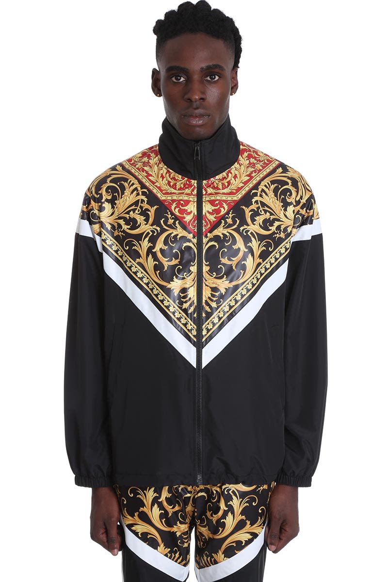 VERSACE CASUAL JACKET IN BLACK POLYESTER,11211875