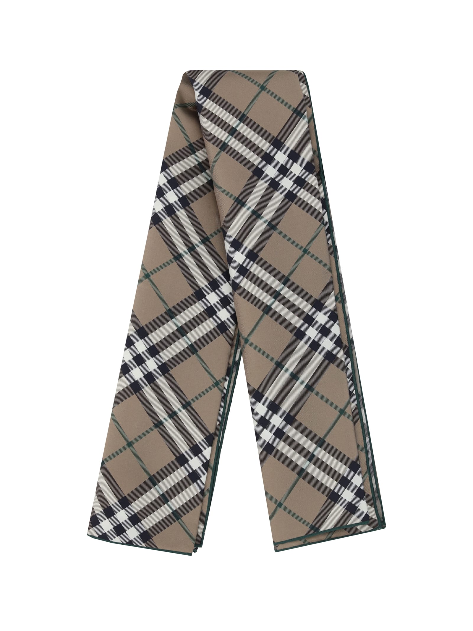 Burberry Silk Check Print Scarf In Linden