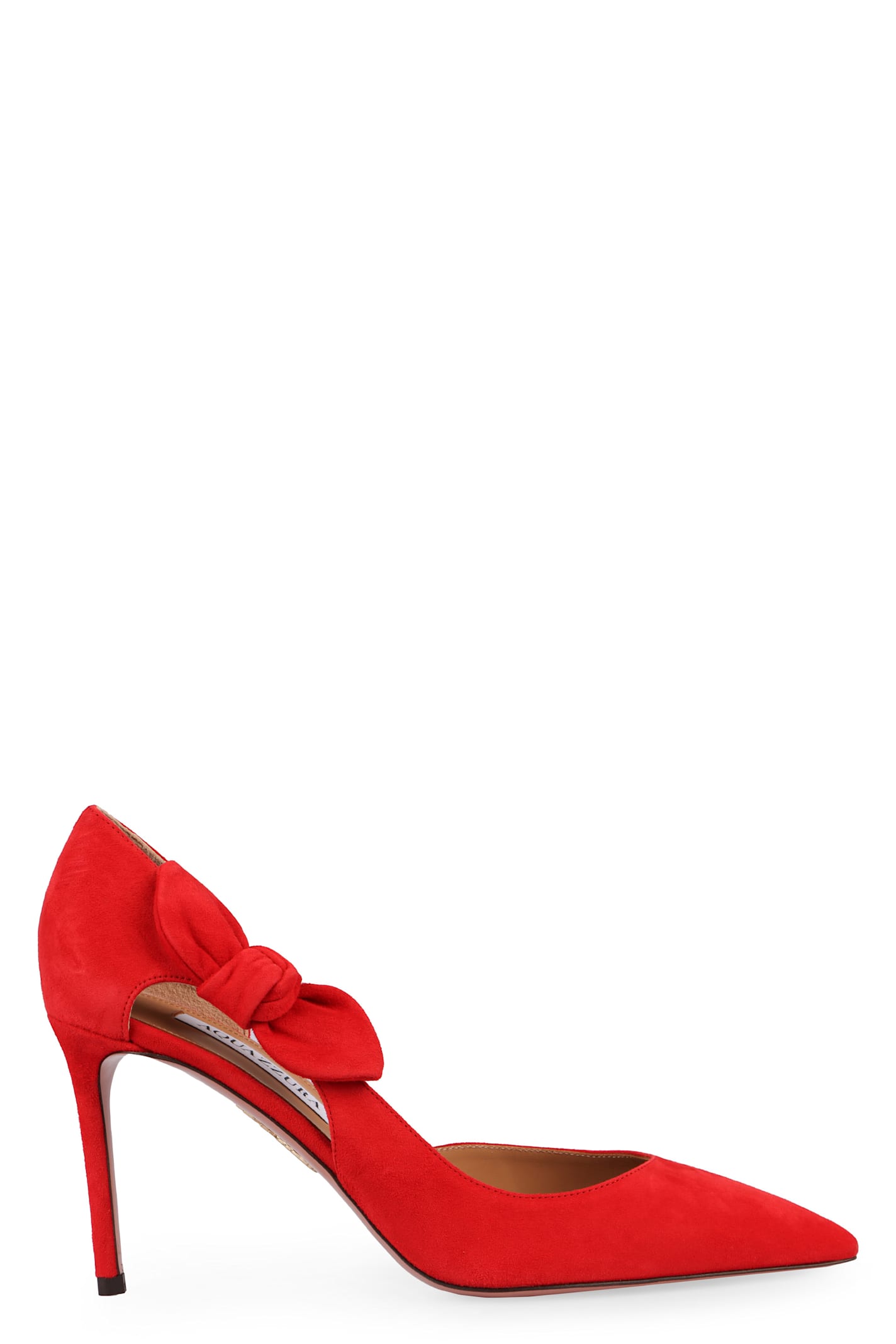 Shop Aquazzura Very Bow Tie Suede Pumps In Red