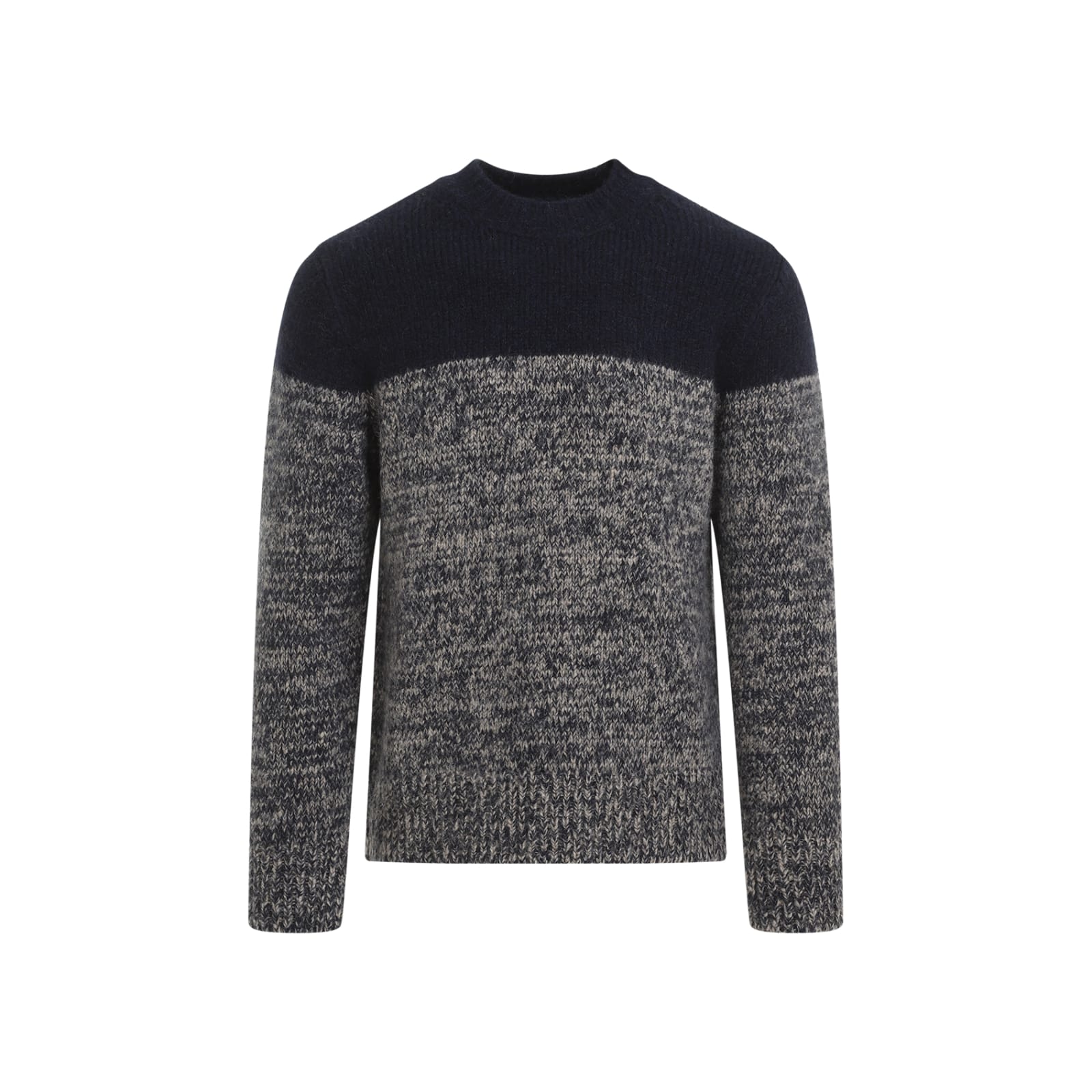 Dries Van Noten Colour-block Merino-wool Jumper In Navy