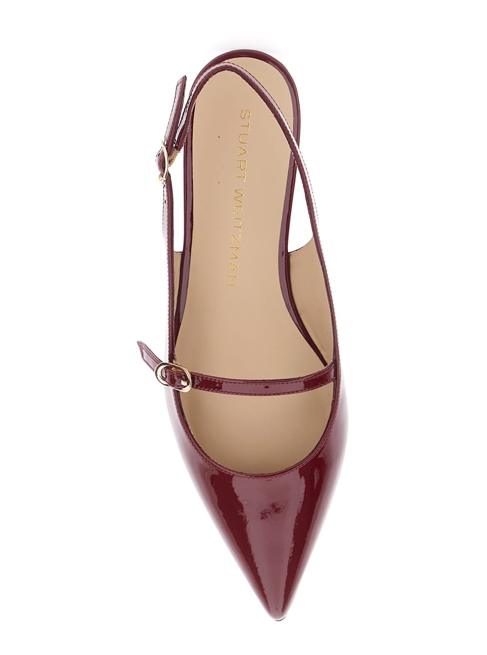 Stuart Weitzman Emilia Bordeaux Slingback Sandals With Adjustable Strap Closure In Patent Leather Woman In Burgundy