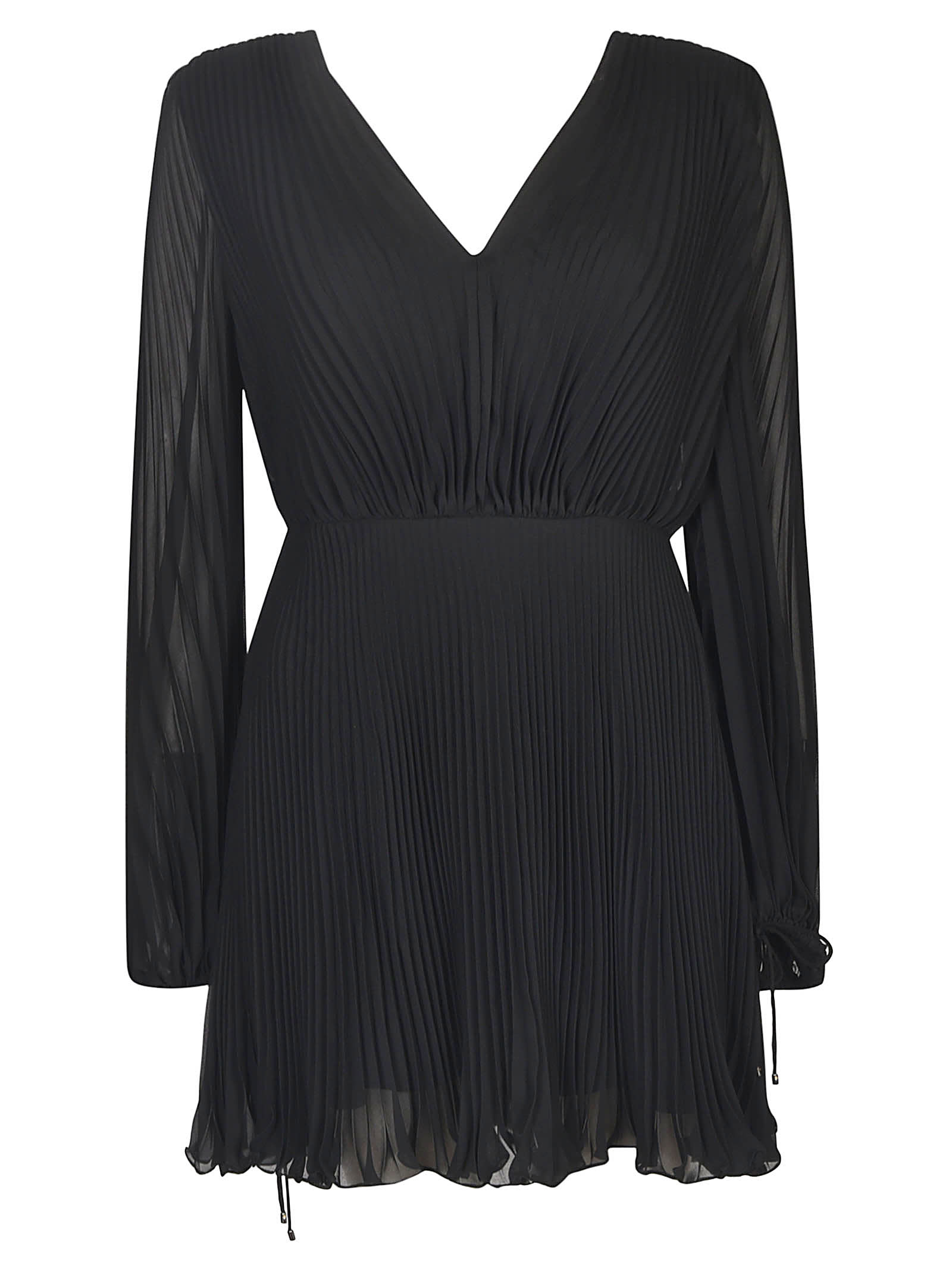 Shop Max Mara Pleated V-neck Dress In Black