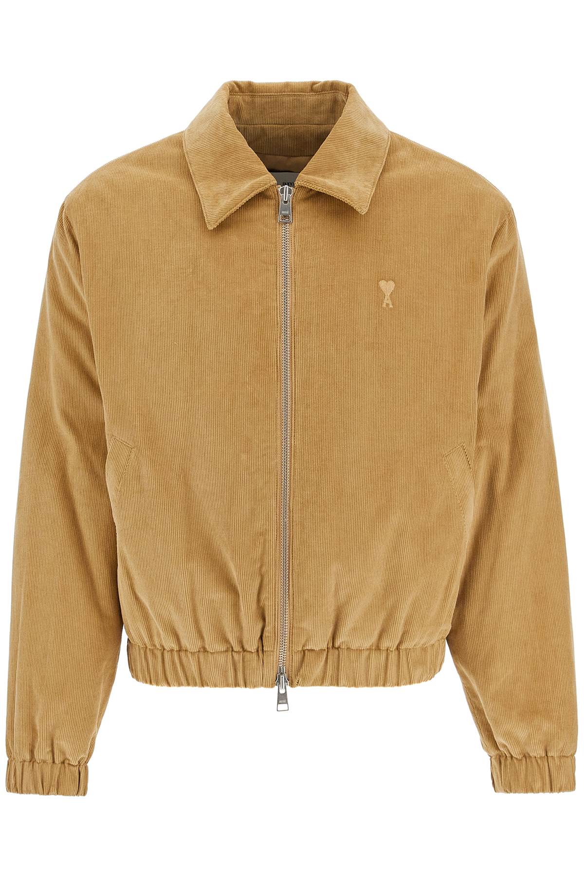 Shop Ami Alexandre Mattiussi Corduroy Bomber Jacket In Sable (beige)