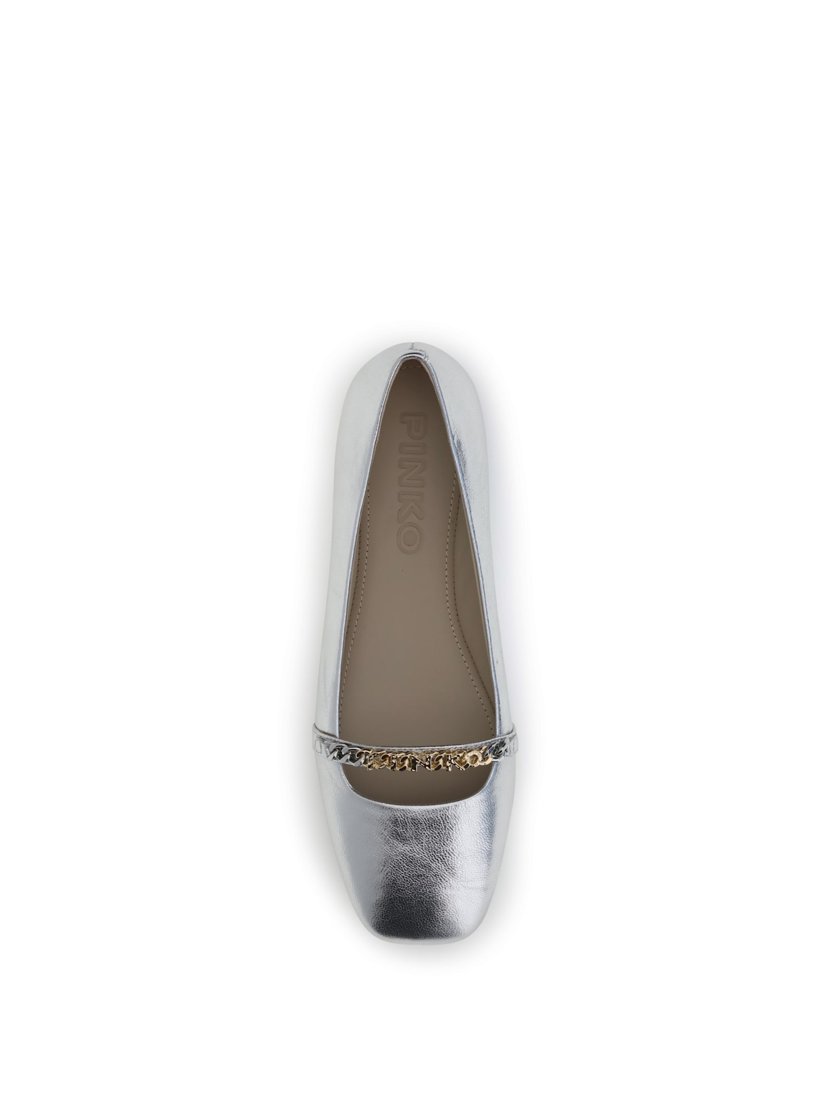 Pinko Metallic Ballerinas In Gray