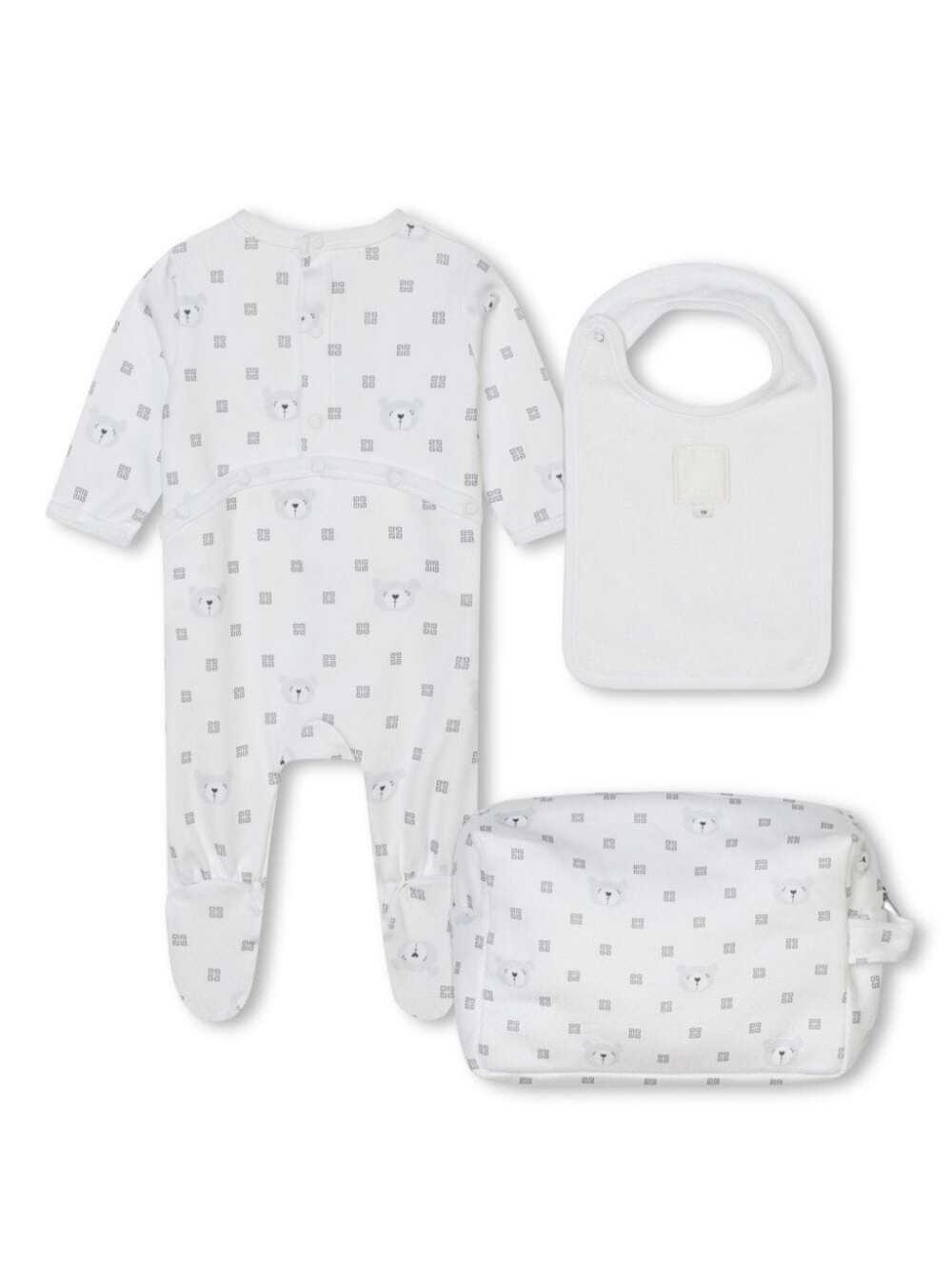 Shop Givenchy White Matching Set With Teddy Bear Print In Cotton Baby