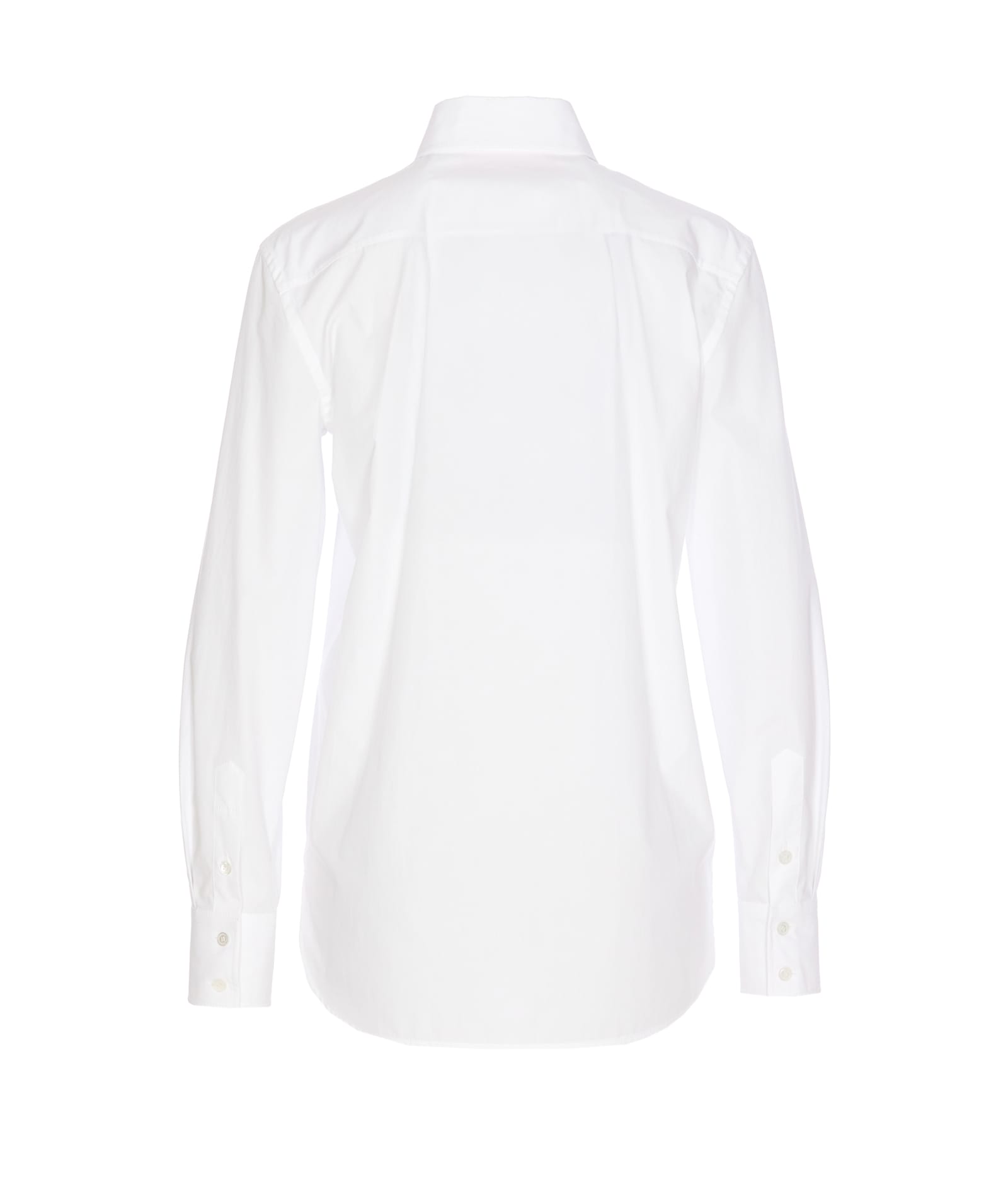 Valentino Faux Pearl-embellished Cotton Poplin Shirt In White