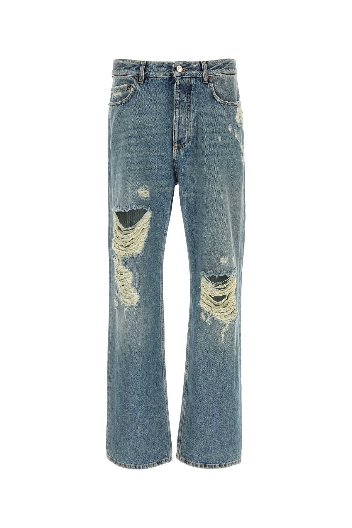 Shop Balenciaga Denim Jeans In Sunbleachedblue