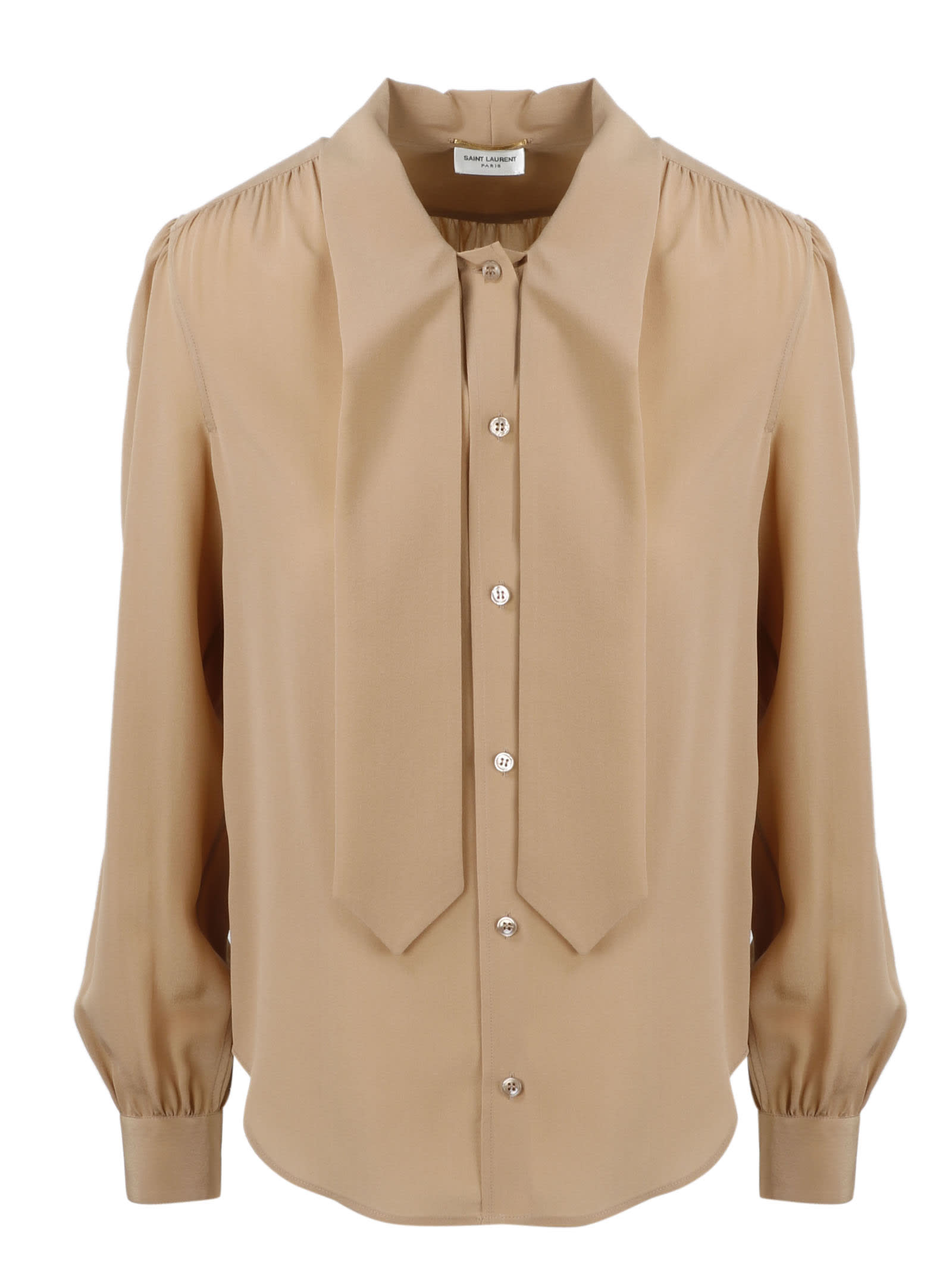 Click to view more detailed imagery on our partner's website Saint Laurent Crepe De Chine Shirt In Brown