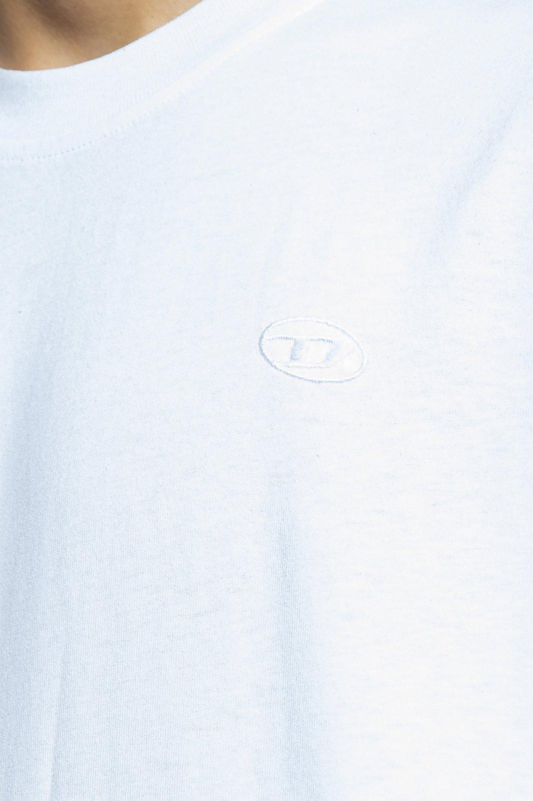 Shop Diesel Oval D Straight Hem Crewneck T-shirt  In White