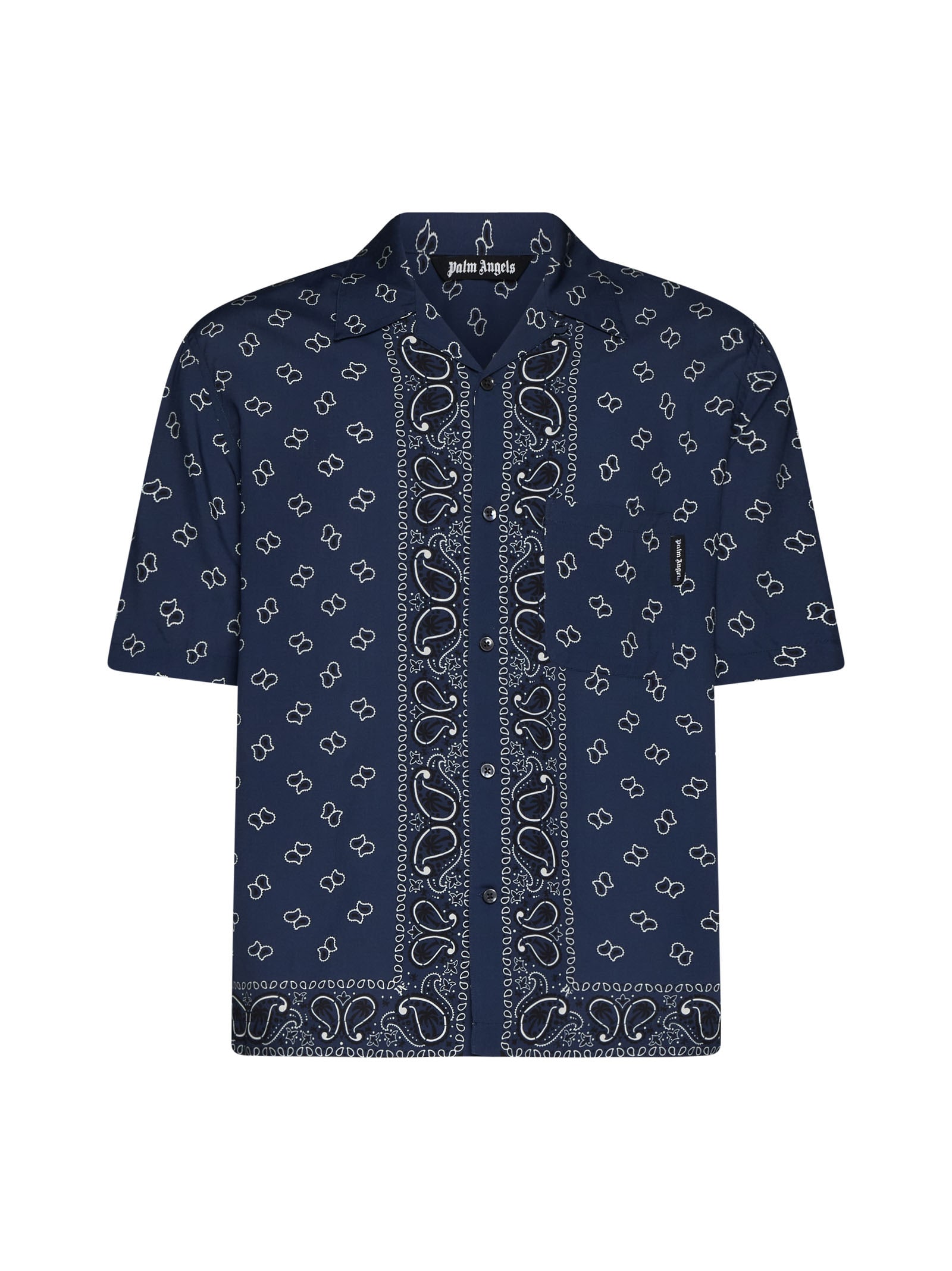 Shop Palm Angels Shirt In Navy Blue Navy Bl