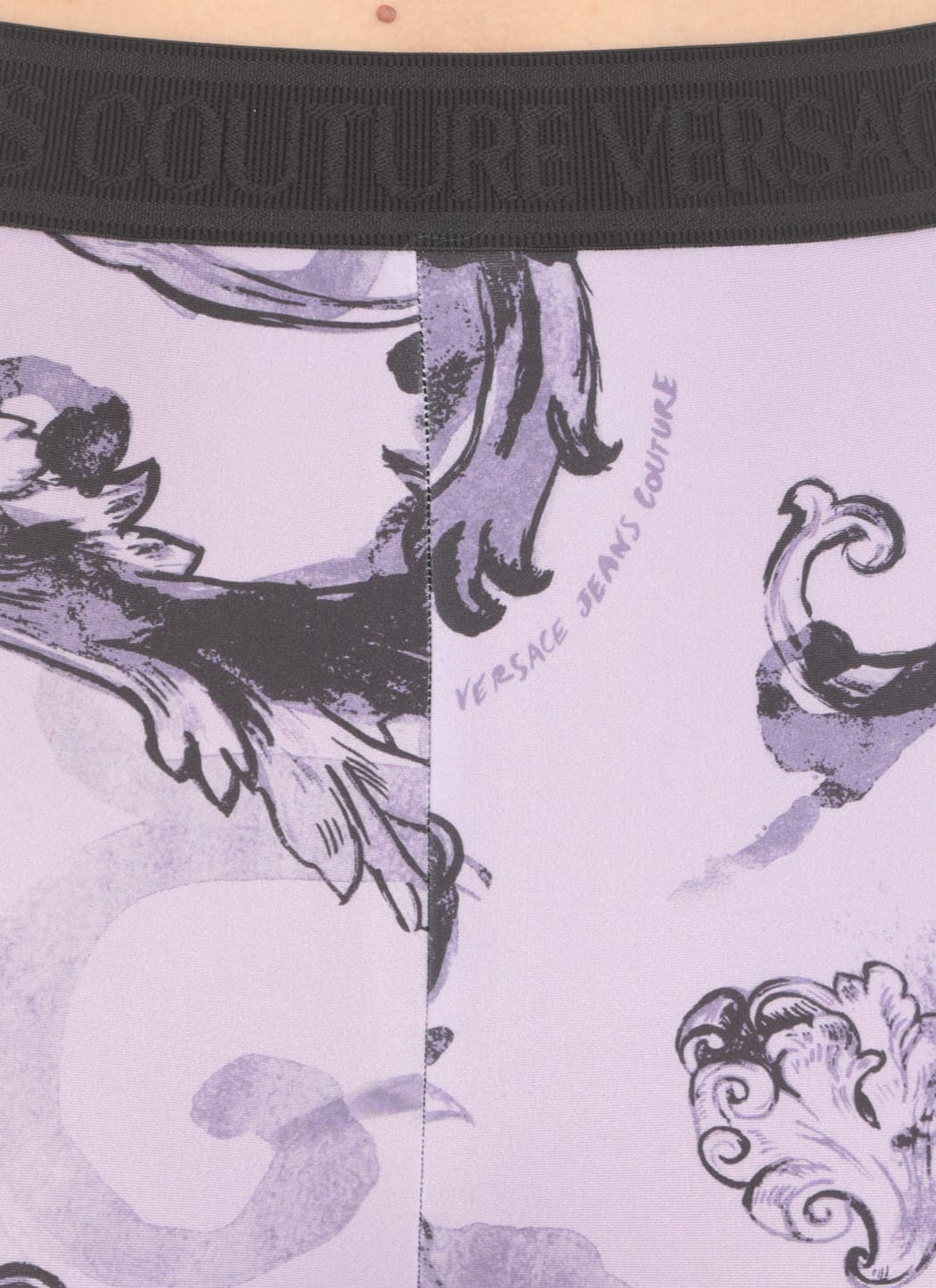Shop Versace Jeans Couture Watercolor Baroque Leggings In Purple
