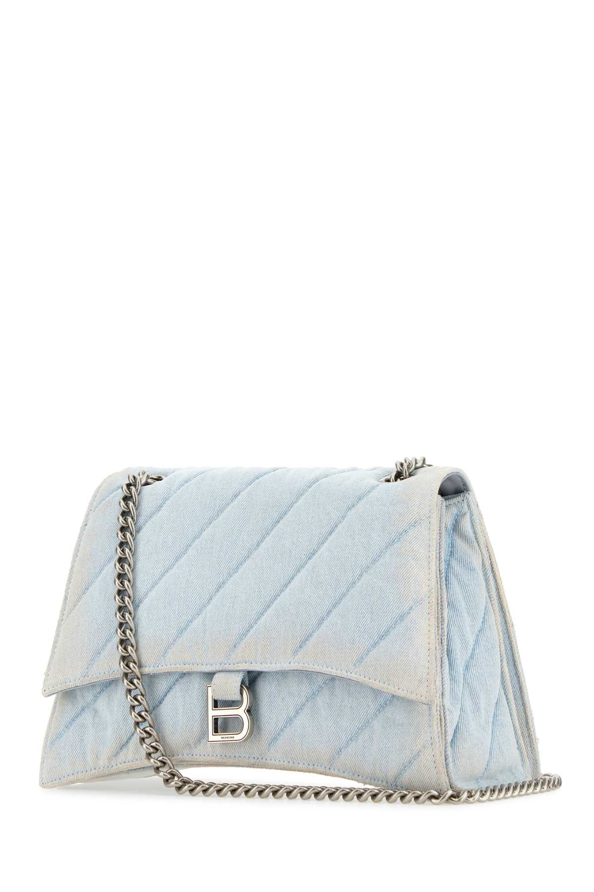Shop Balenciaga Light-blue Denim Crush M Shoulder Bag In 4651