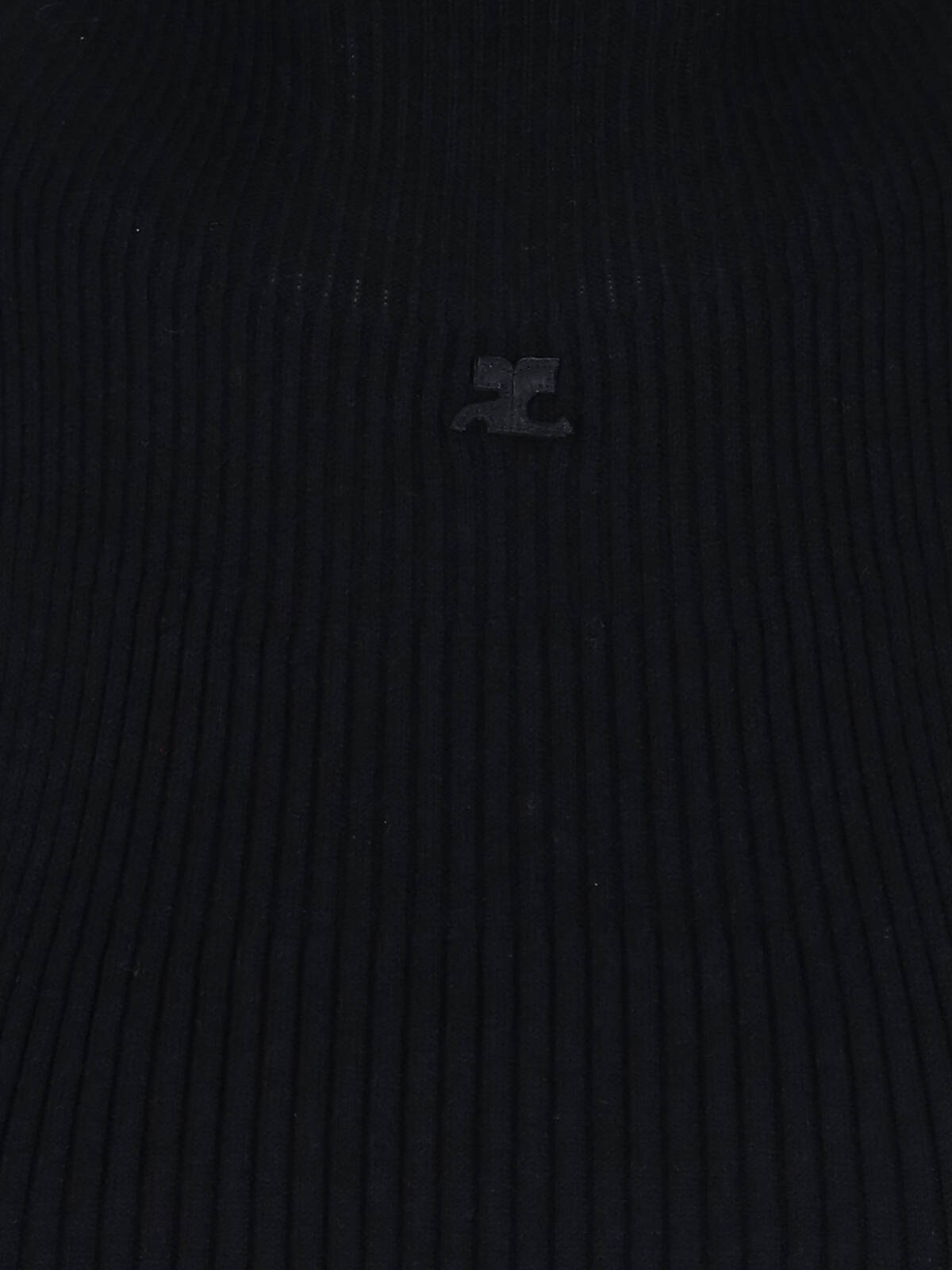 Courrèges Mockneck Light Rib Cropped Top