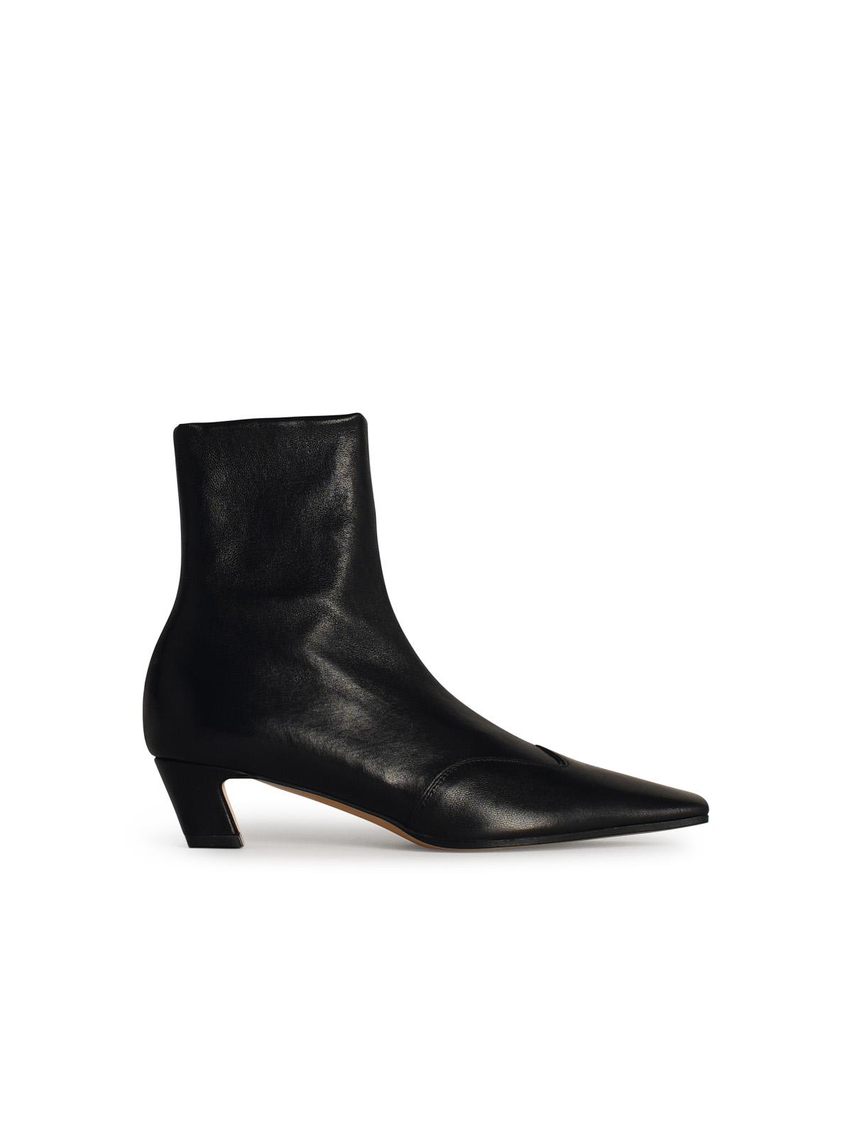 Shop Khaite Nevada 40 Black Leather Ankle Boots