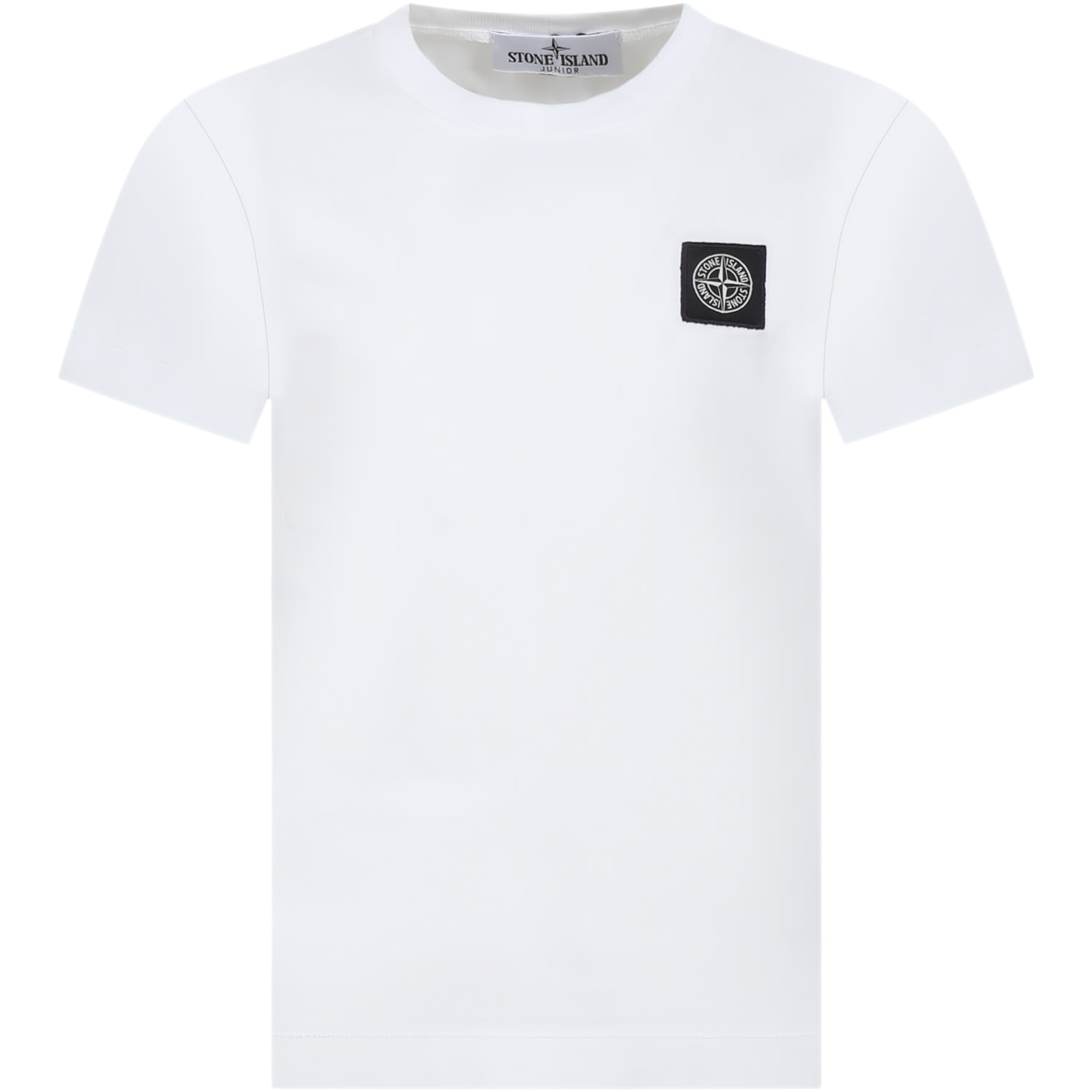 Stone Island Junior Kids' White T-shirt For Boy With Logo