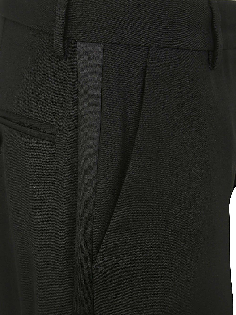 Shop Golden Goose Satin Trim Straight Leg Trousers In Black