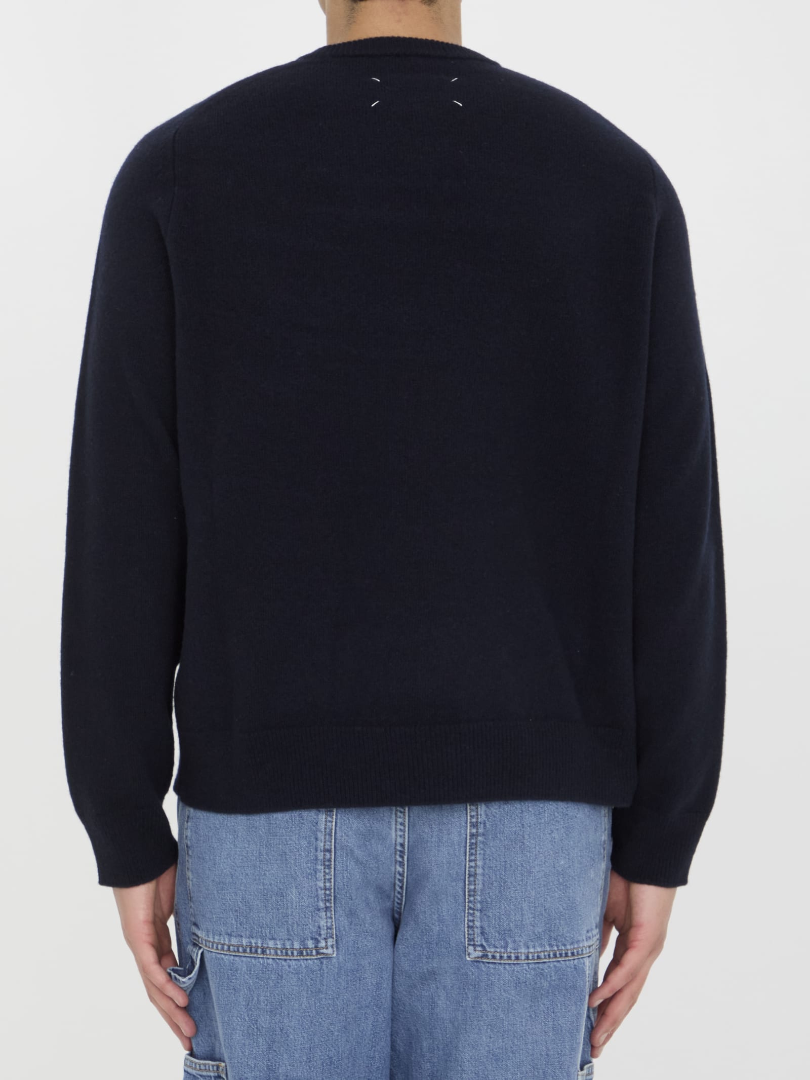 Shop Maison Margiela Wool Jumper In Navy