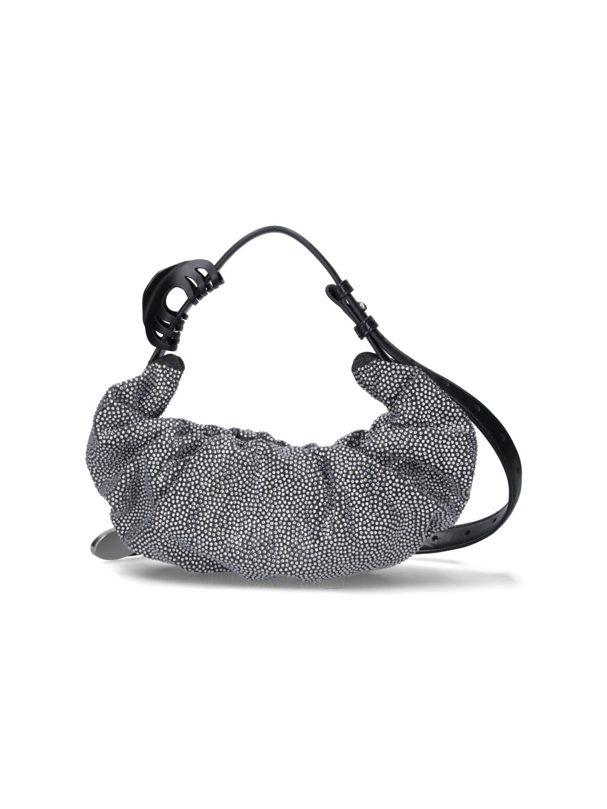 Diesel Small Grab-d Embellished Scrunched Shoulder Bag In Silver