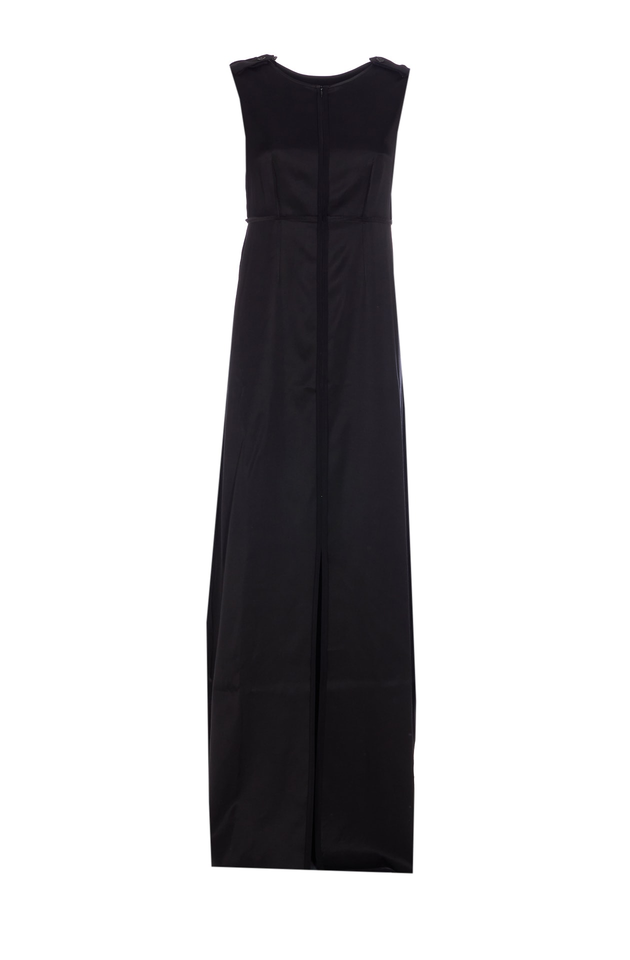 Mm6 Maison Margiela Long Dress With Shoulder Epaulettes And Splits
