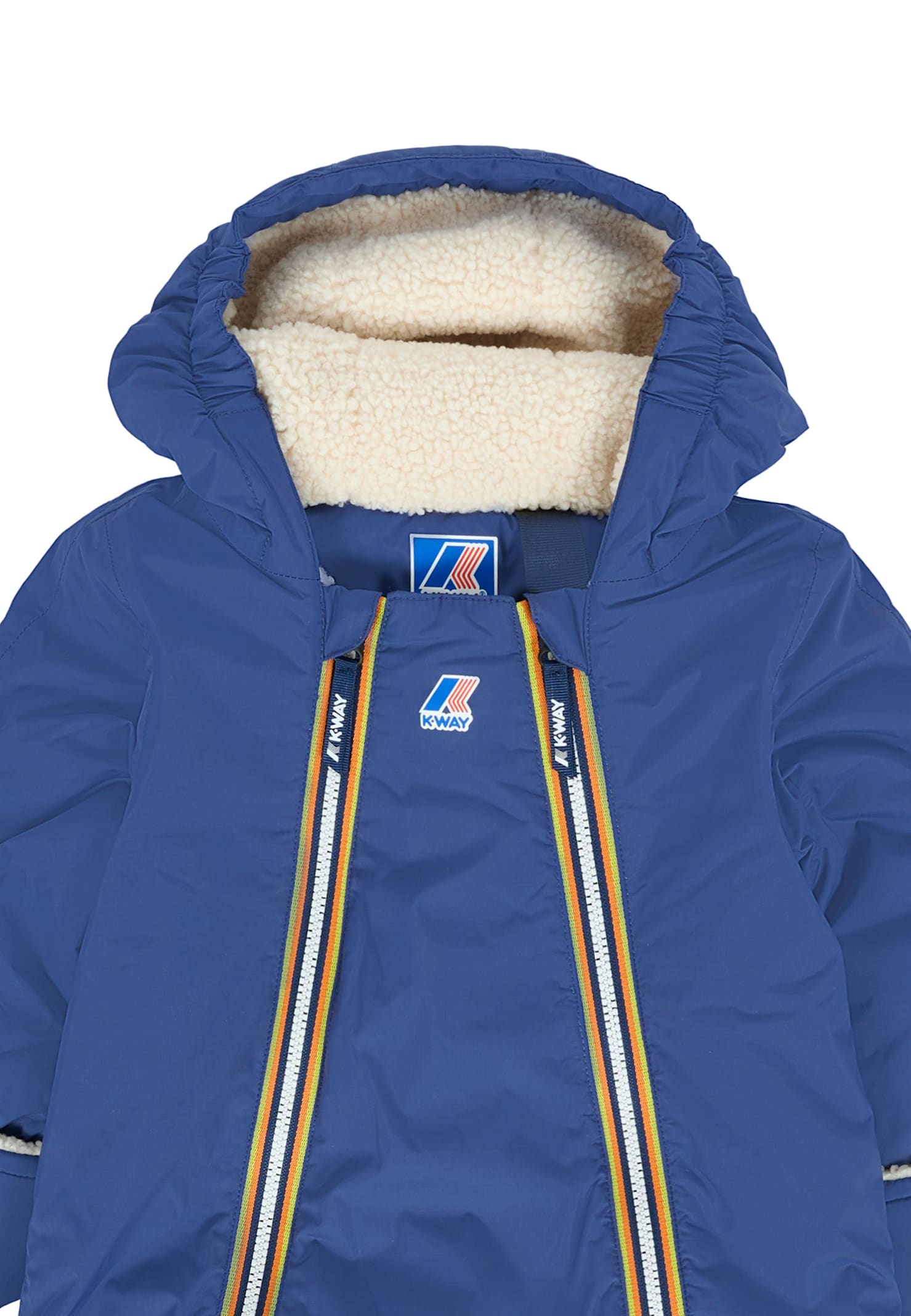 K-way Blue Down Jacket For Baby Boy With Logo In Blue