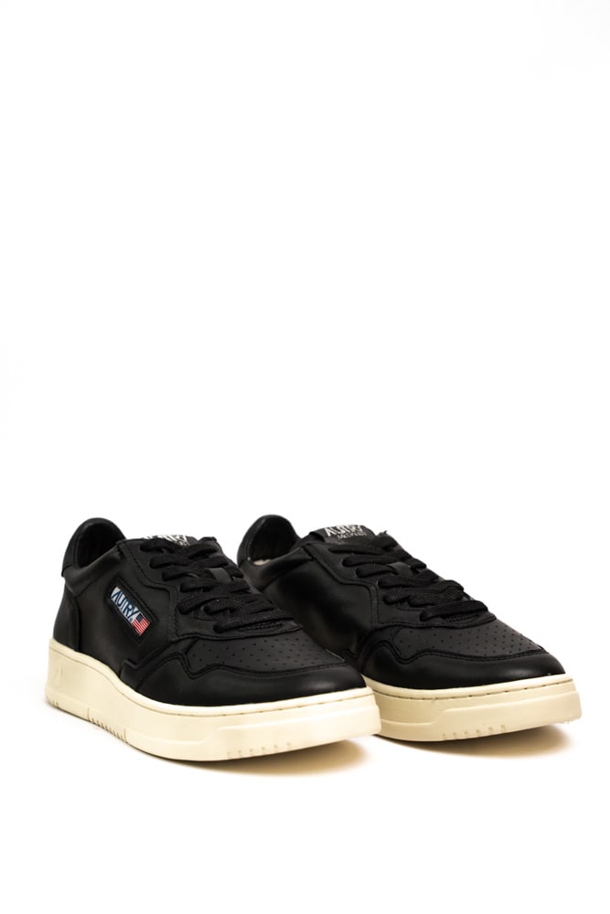 Shop Autry Medalist Low Sneakers In Black Goat Leather In Goat/goat Black