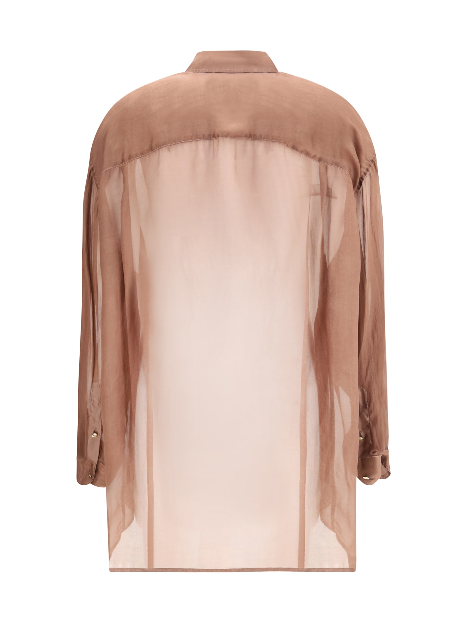 Darkpark Keanu Silk Organza Shirt In Brown