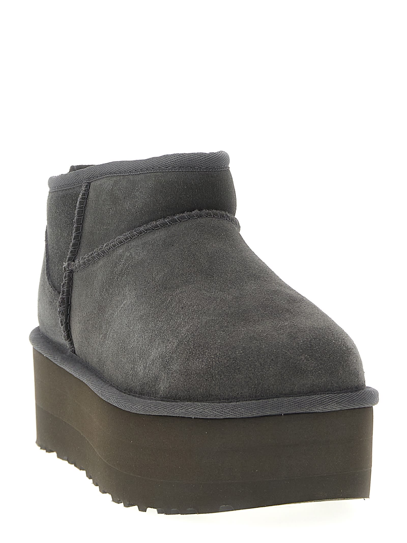 Ugg Classic Ultra Mini Platform Ankle Boots In Gray