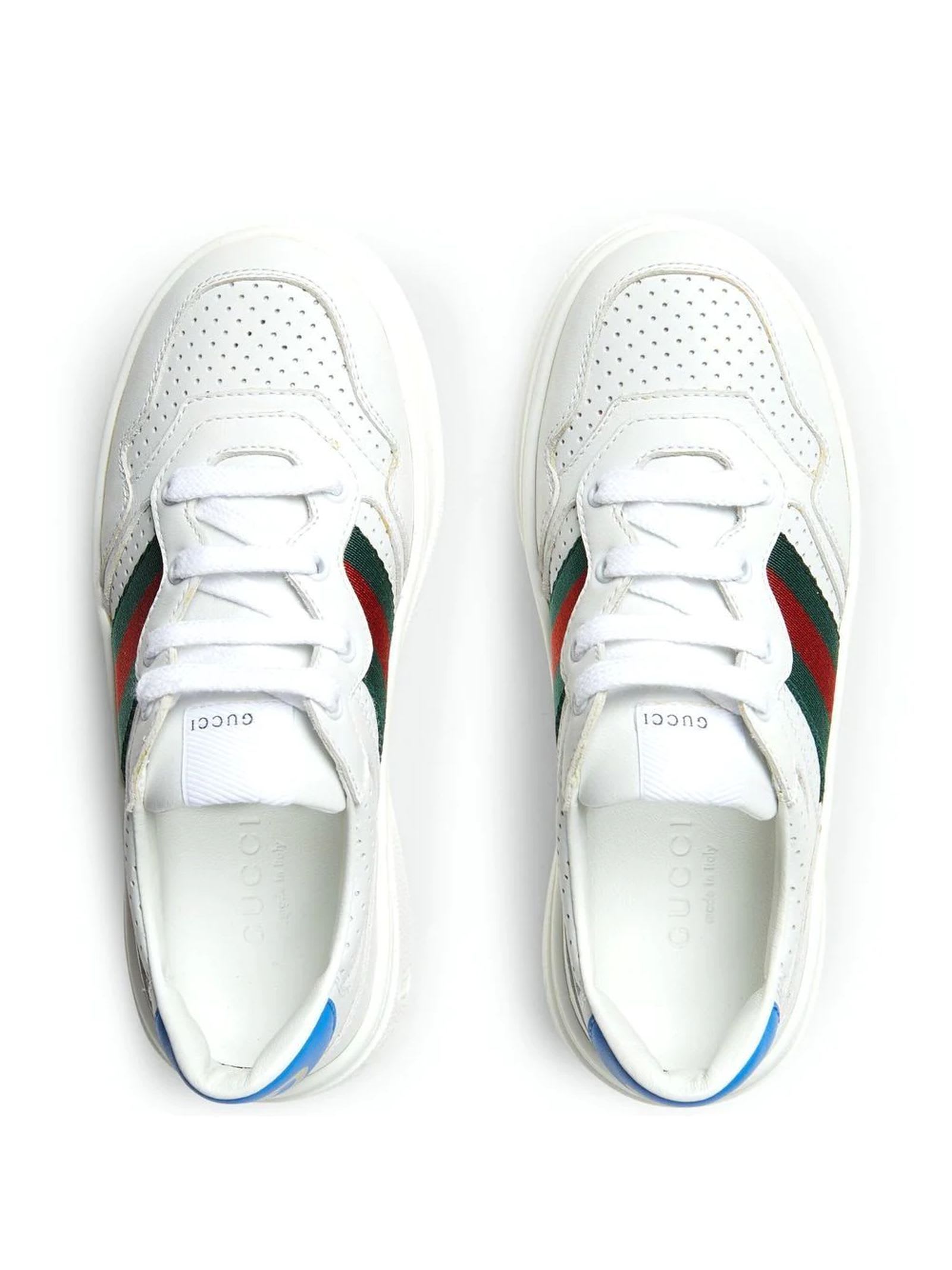 Shop Gucci White Leather Sneakers