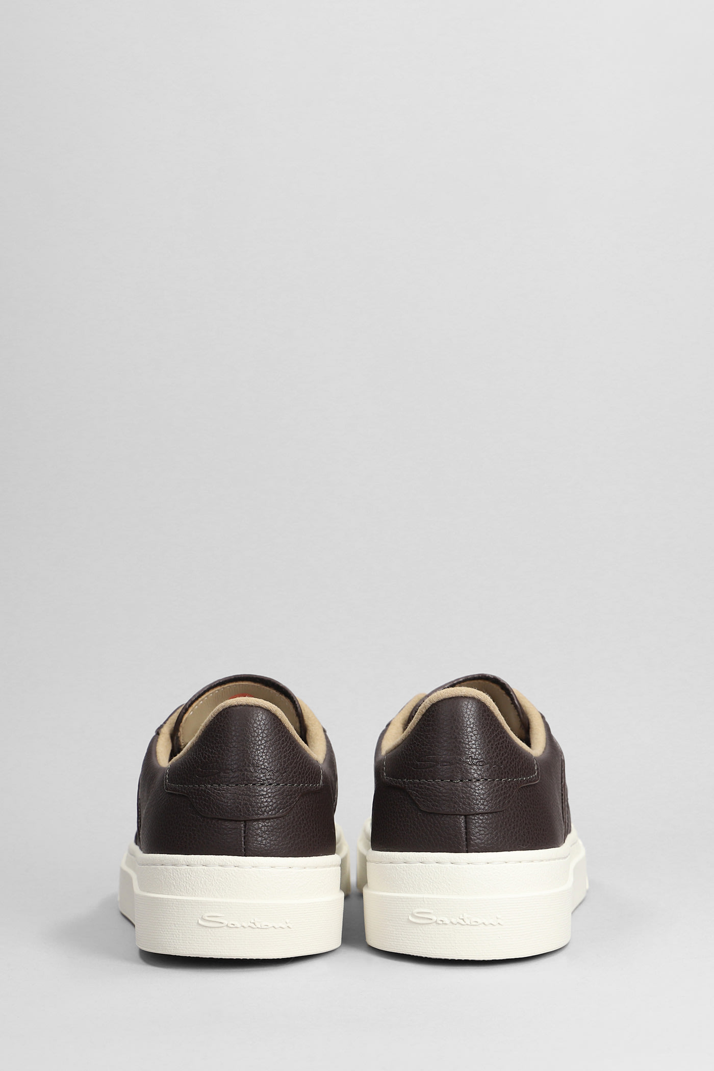 Shop Santoni Dbs Sneakers In Brown Leather