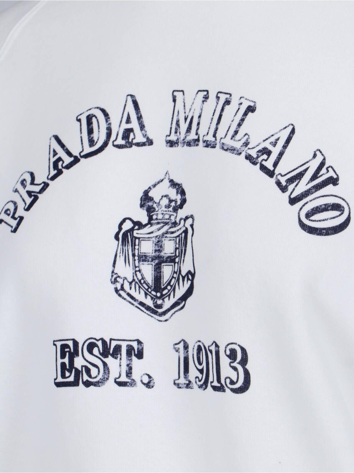 Prada Logo Crewneck Sweatshirt In White