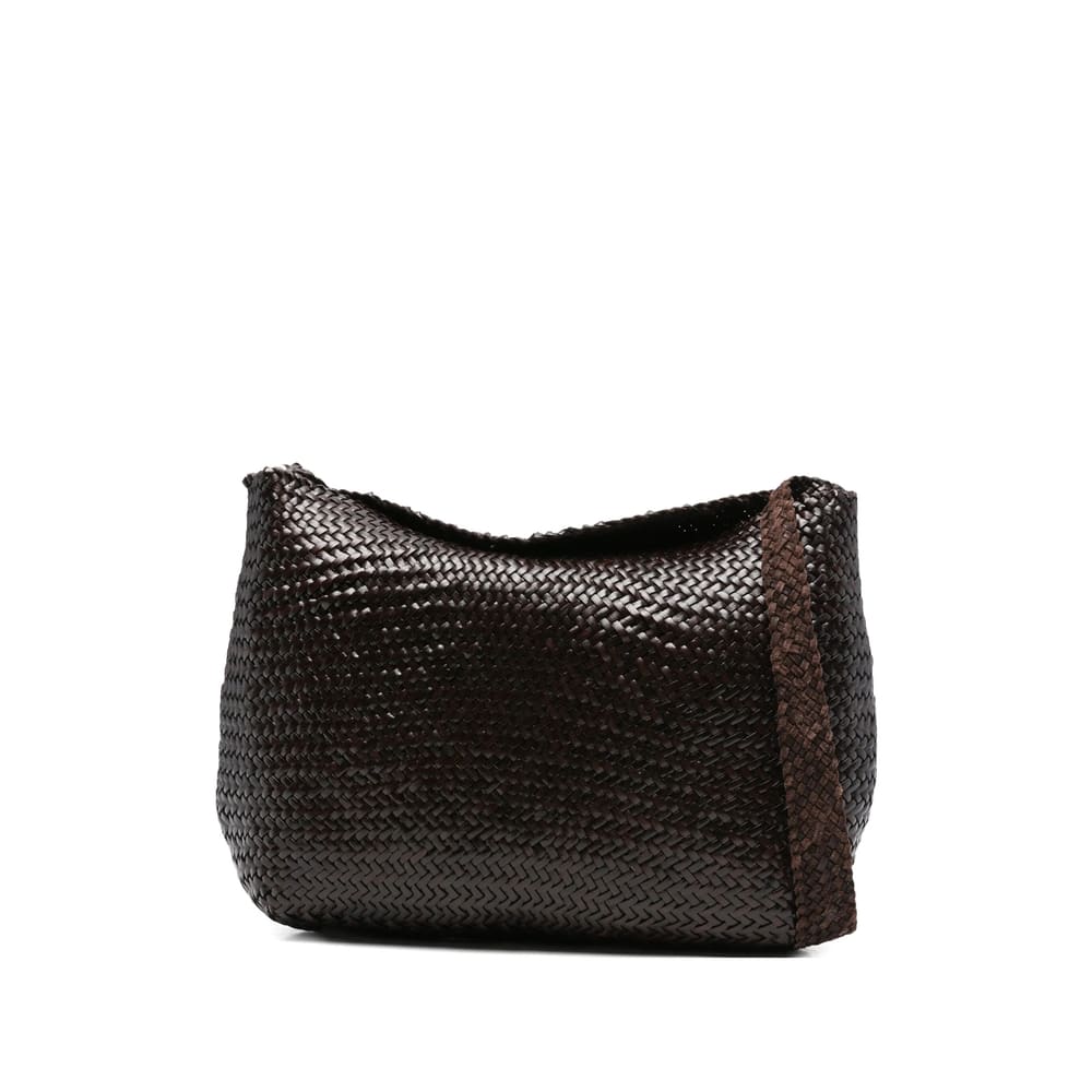 Dragon Diffusion Santa Marta Woven-leather Shoulder Bag In Brown