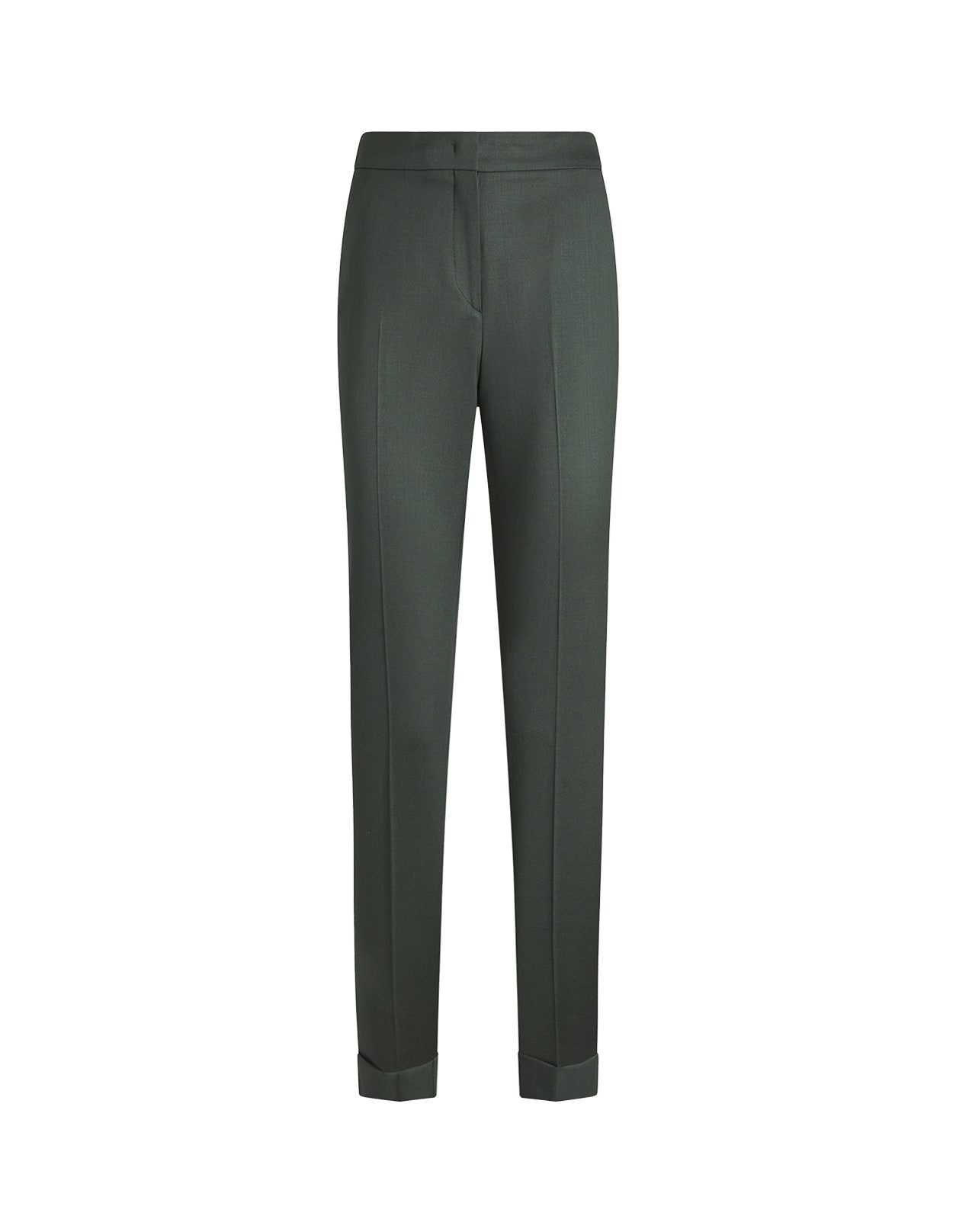 Shop Etro Dark Green Stretch Wool Cropped Trousers