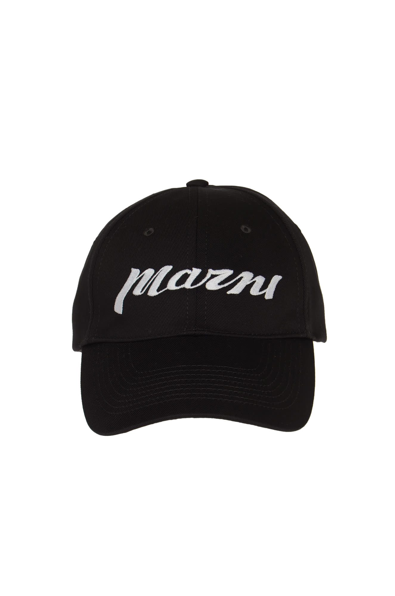 Marni Logo Embroidered Baseball Cap In Black