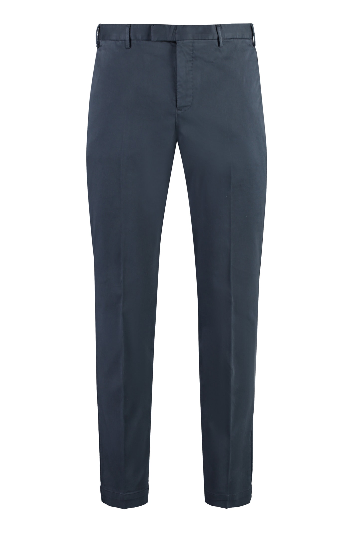 Shop Pt01 Stretch Cotton Trousers In Blu Notte