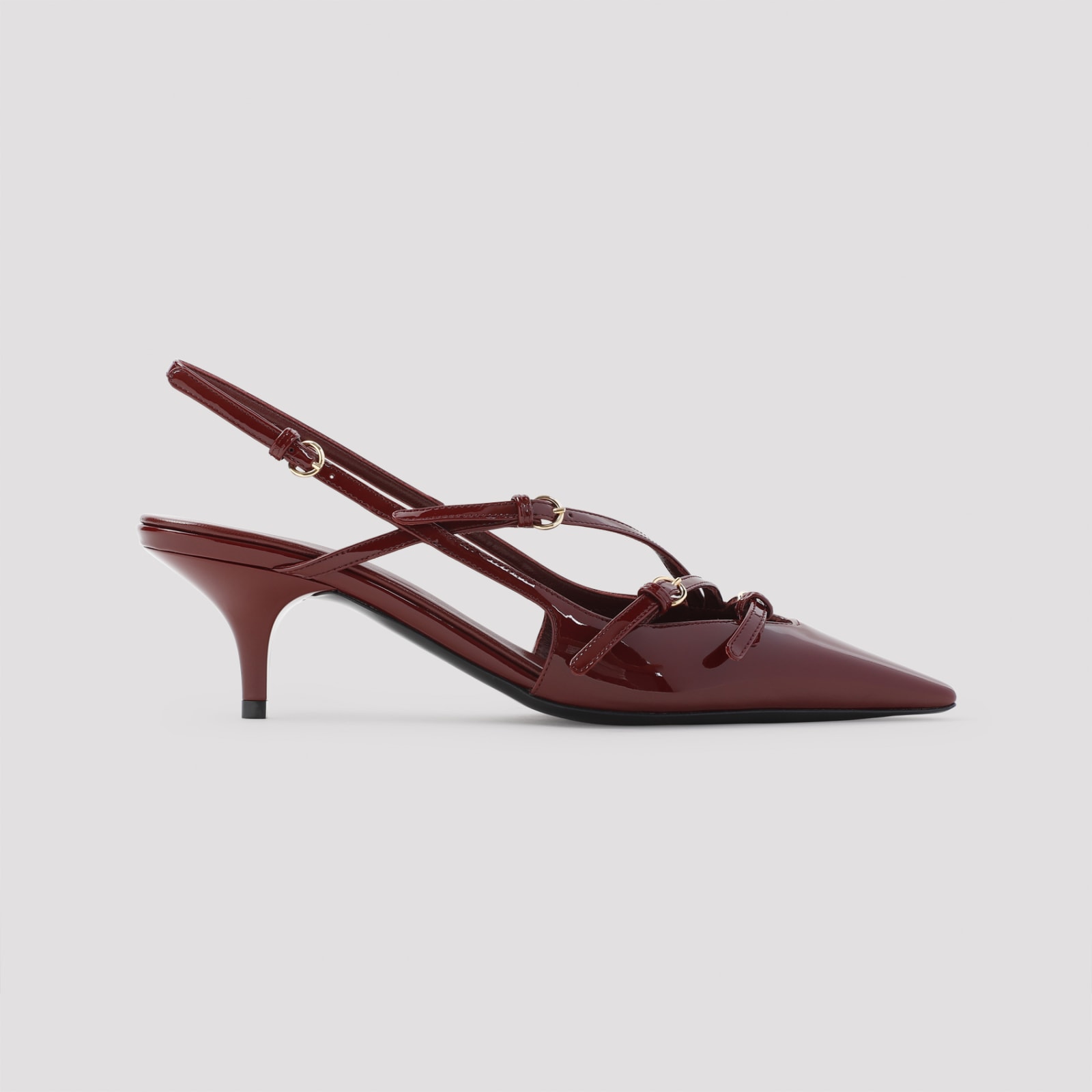 Miu Miu Patent Leather Slingbacks With Buckles In Porpora