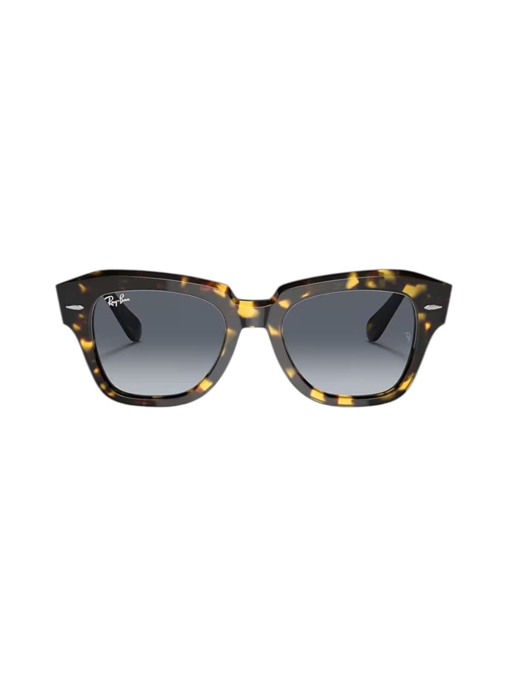 Ray Ban State Street Fleck Sunglasses Yellow Havana Frame Grey Lenses 52-20 In Brown