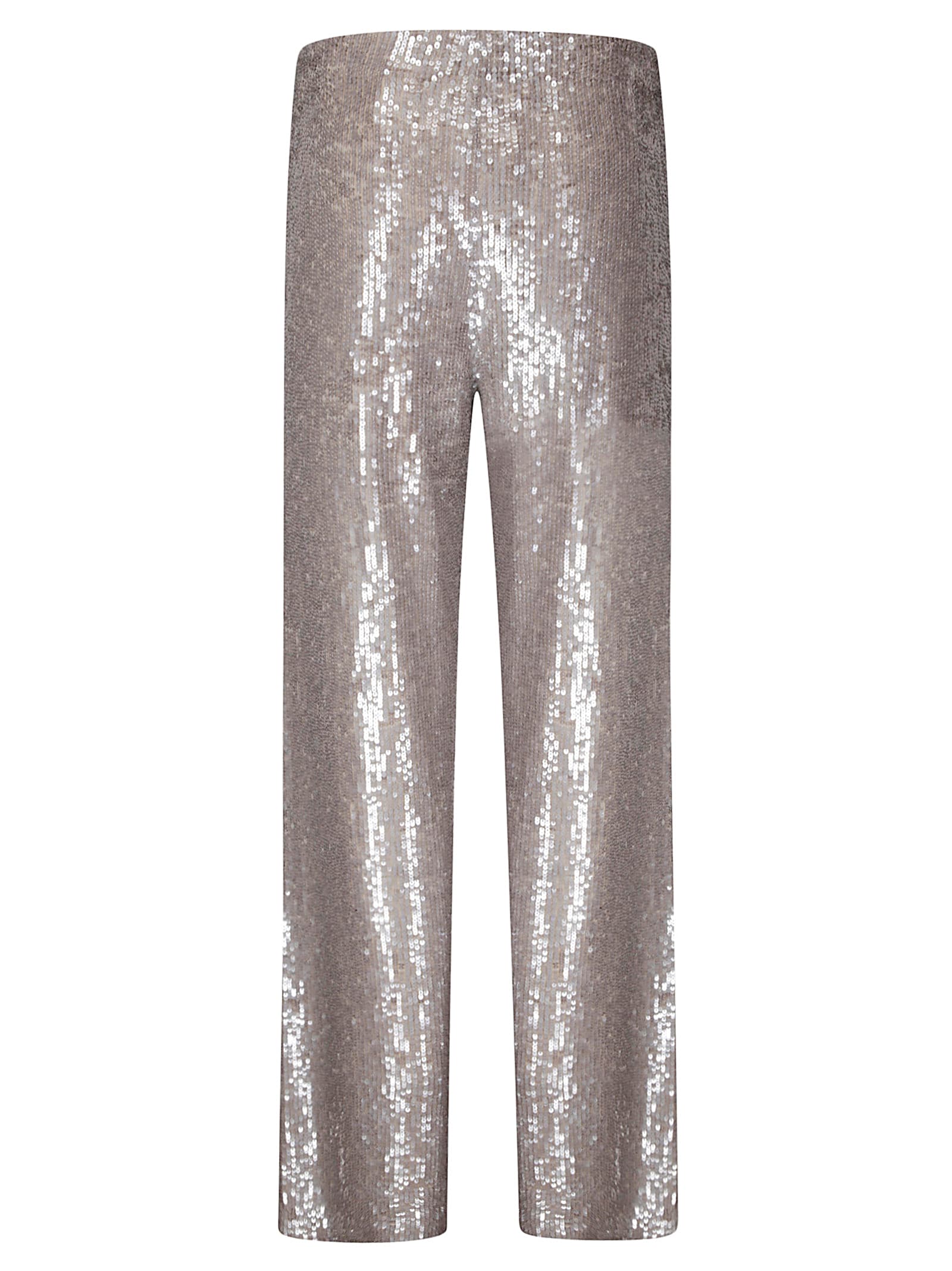 P.a.r.o.s.h Parosh Straight-leg Pants Adorned With Shimmering Sequins In Melange Gray Chair