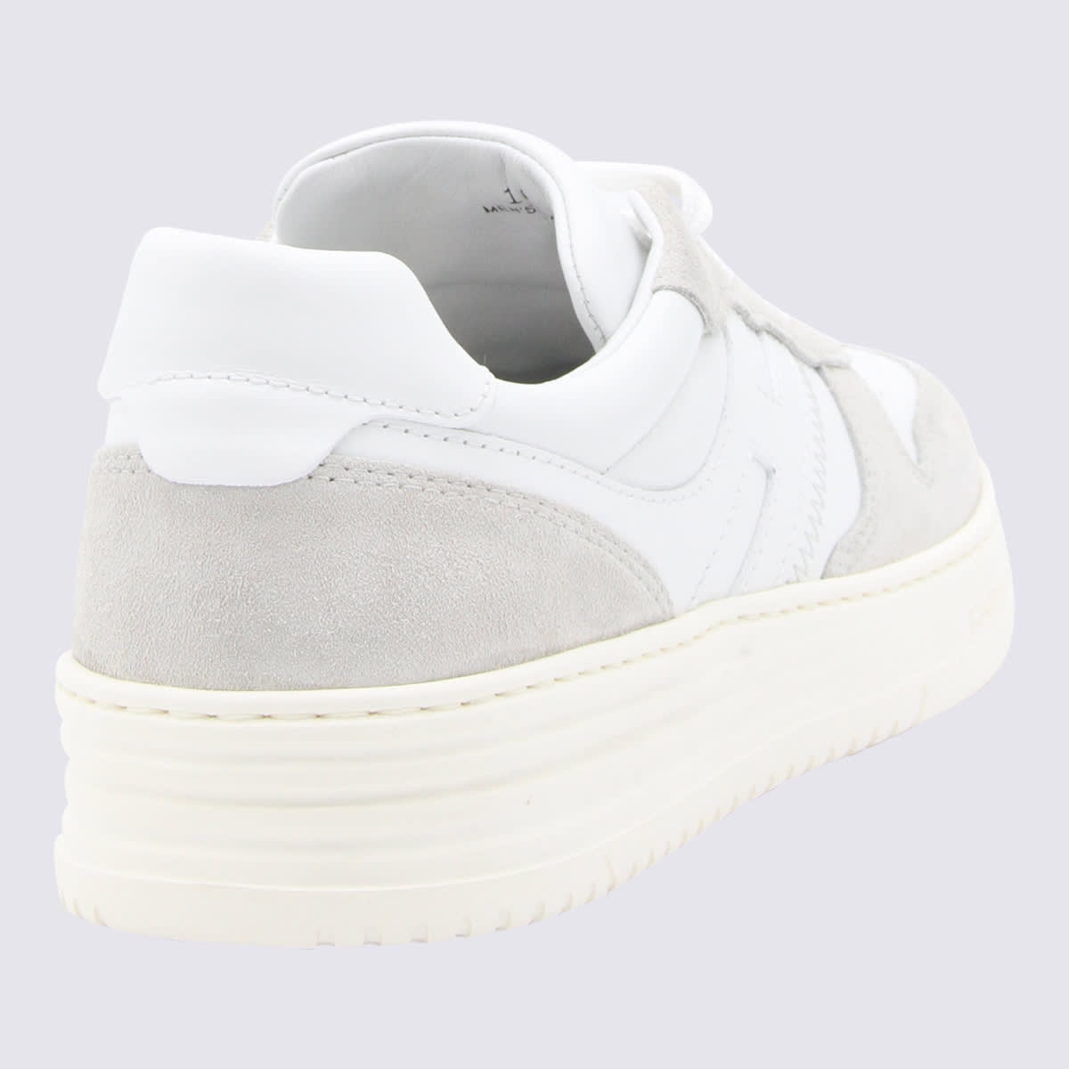 Shop Hogan White Leather And Light Grey Suede H630 Sneakers