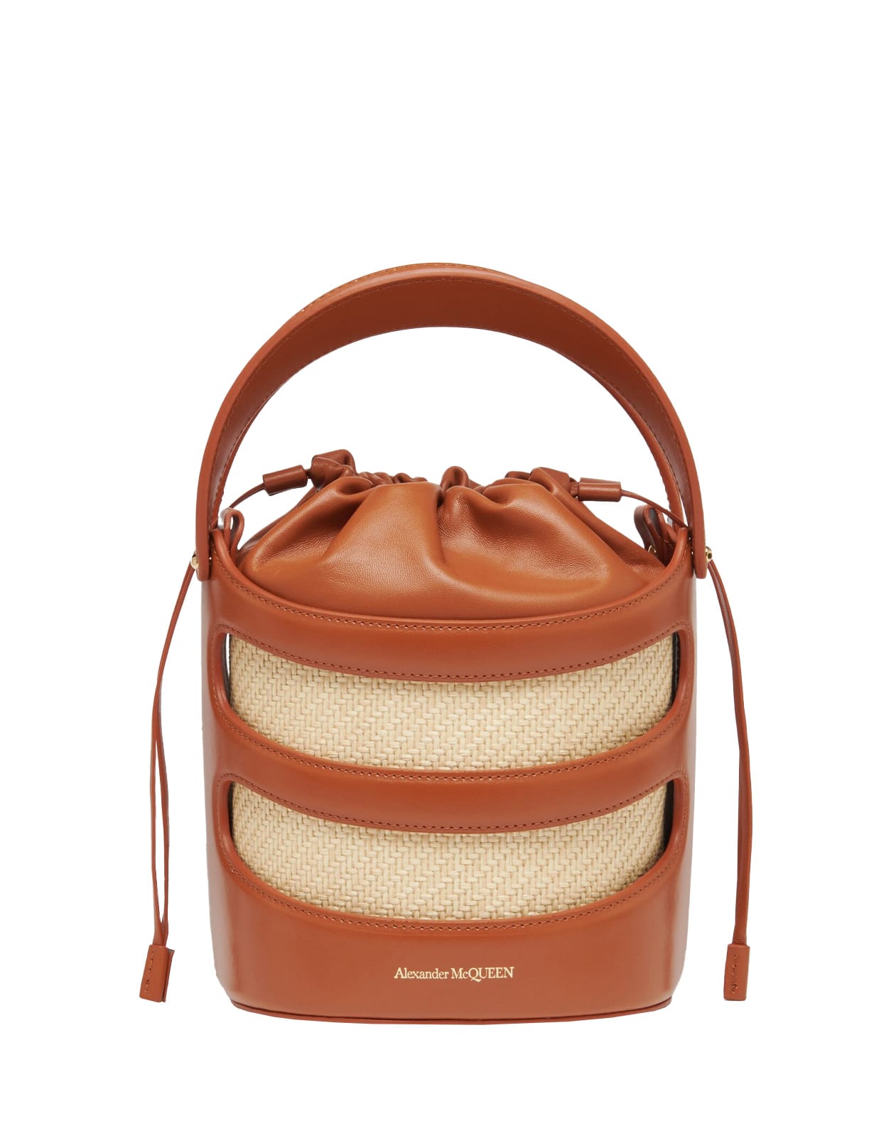 Shop Alexander Mcqueen The Rise Bucket Bag In Tan/natural In Brown