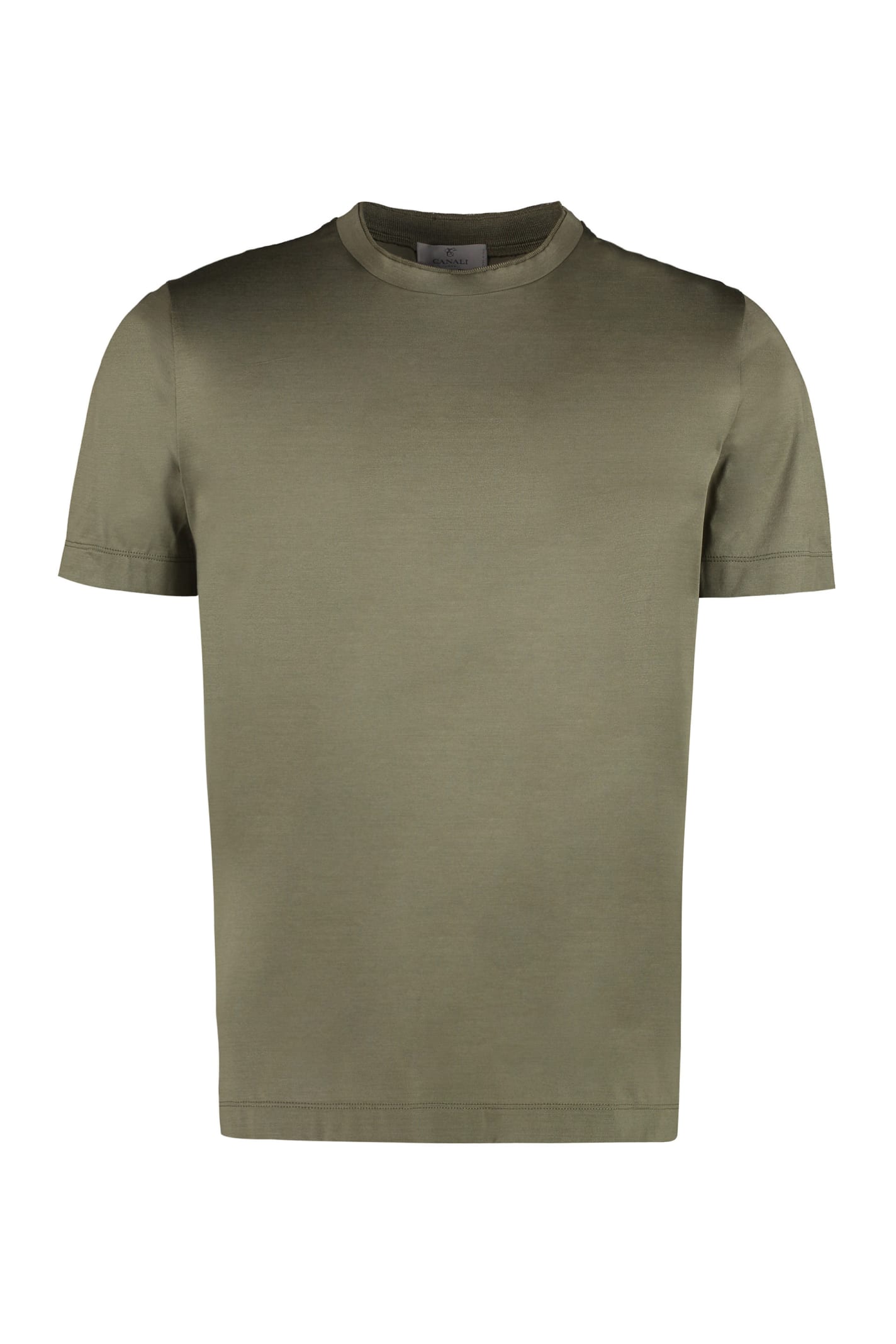 Shop Canali Cotton Crew-neck T-shirt In Green